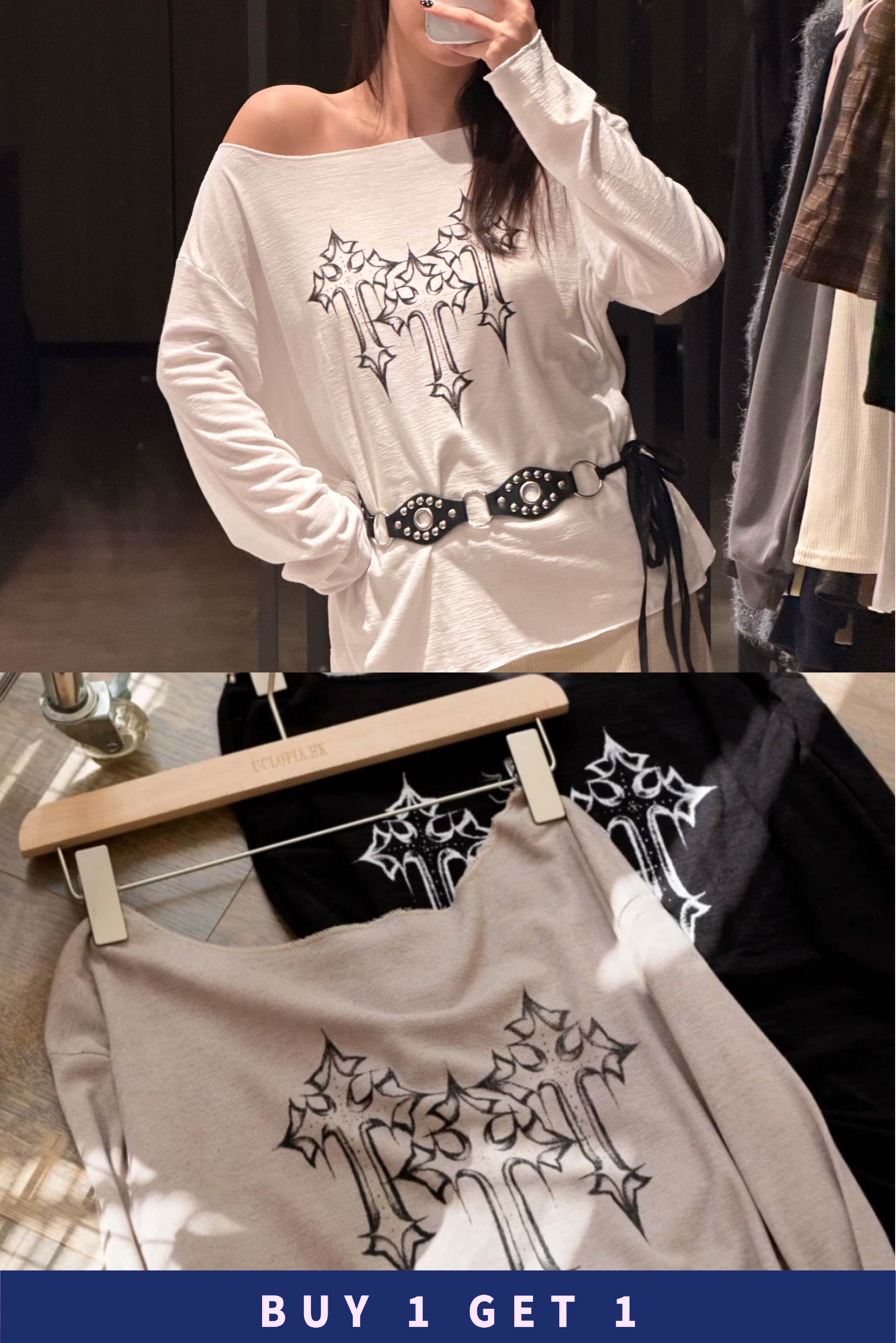 #7 【 $99買一送一 】軟彈薄型格十字架上衣