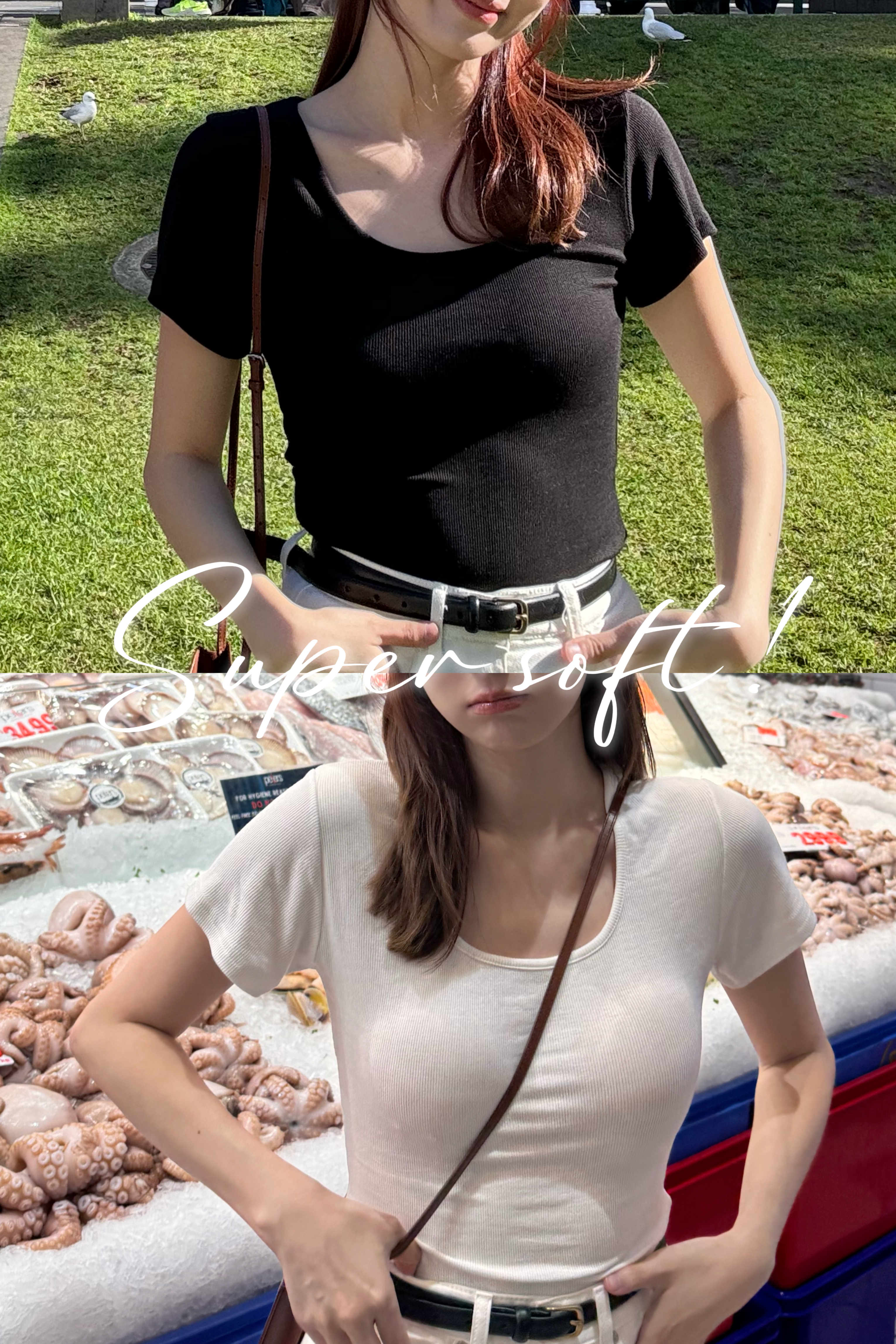 【𝐇𝐎𝐓 𝐒𝐔𝐌𝐌𝐄𝐑 🏝️ 大型上架！】遮手臂顯身材🤫麻糬Skin~軟彈軟彈修身短袖Top［三色入］