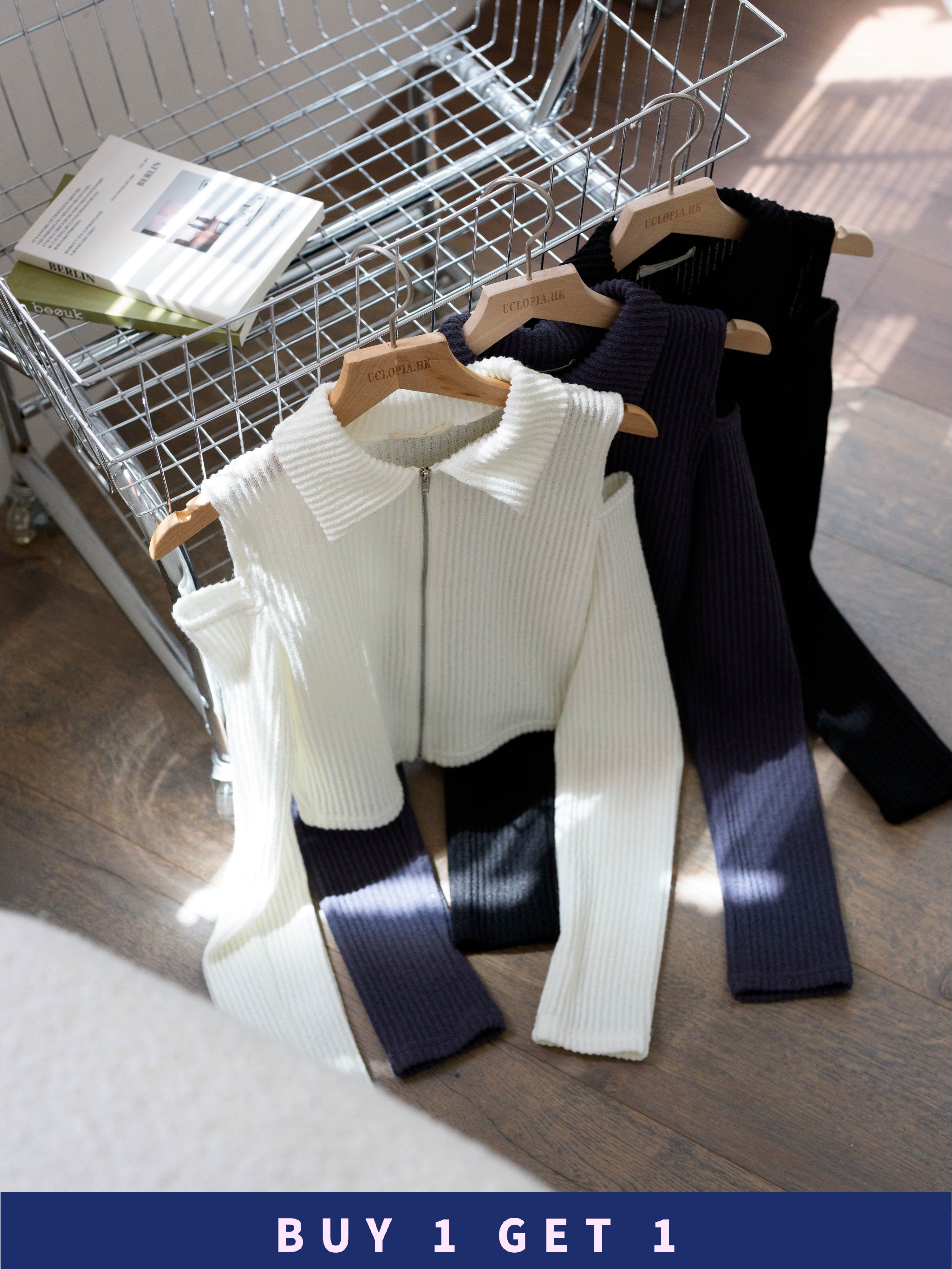 #8 【 $99買一送一 】 露肩設計感拉鍊外套￼￼