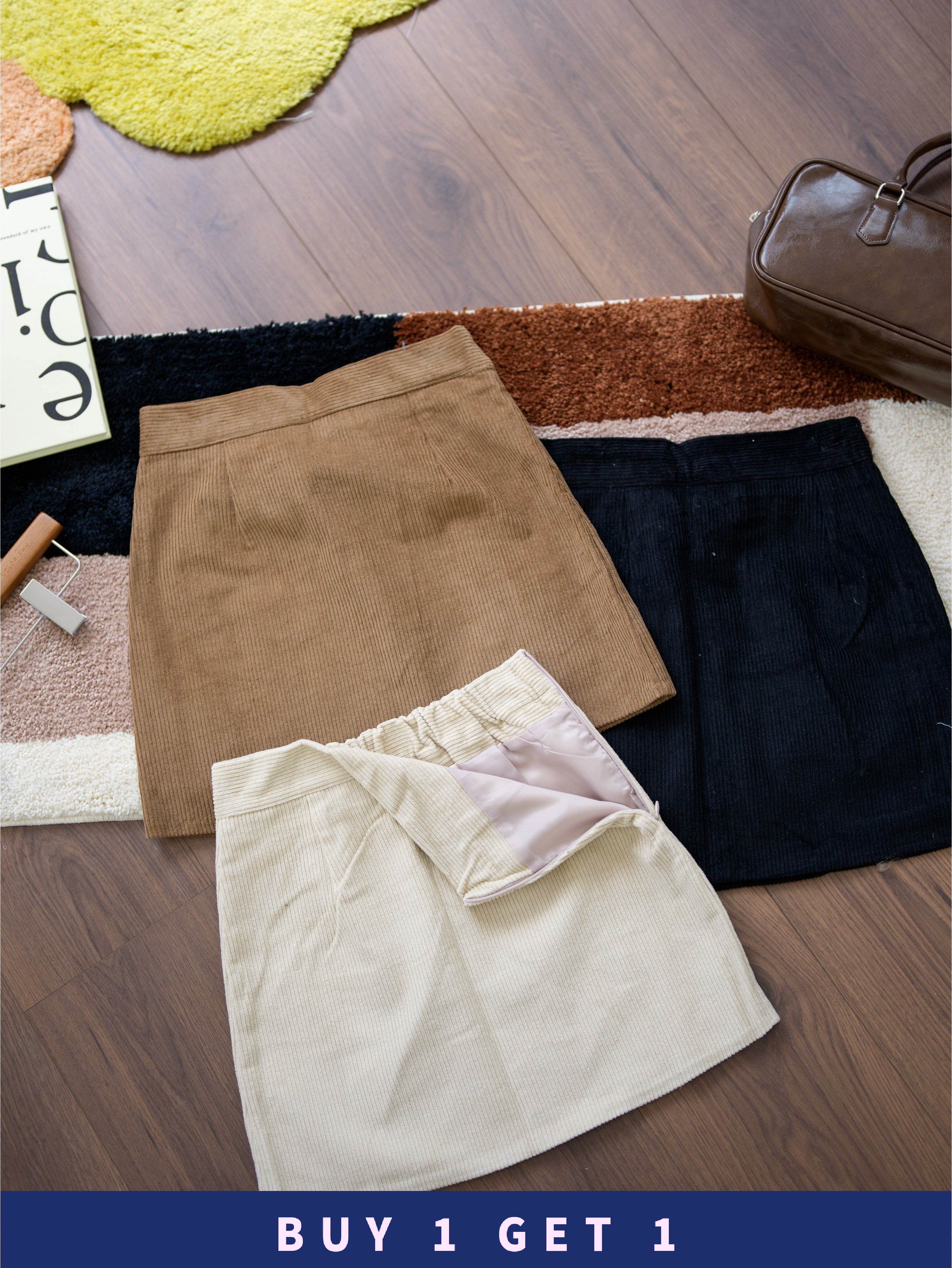 【 $99買一送一 】 秋冬燈芯絨高腰短裙