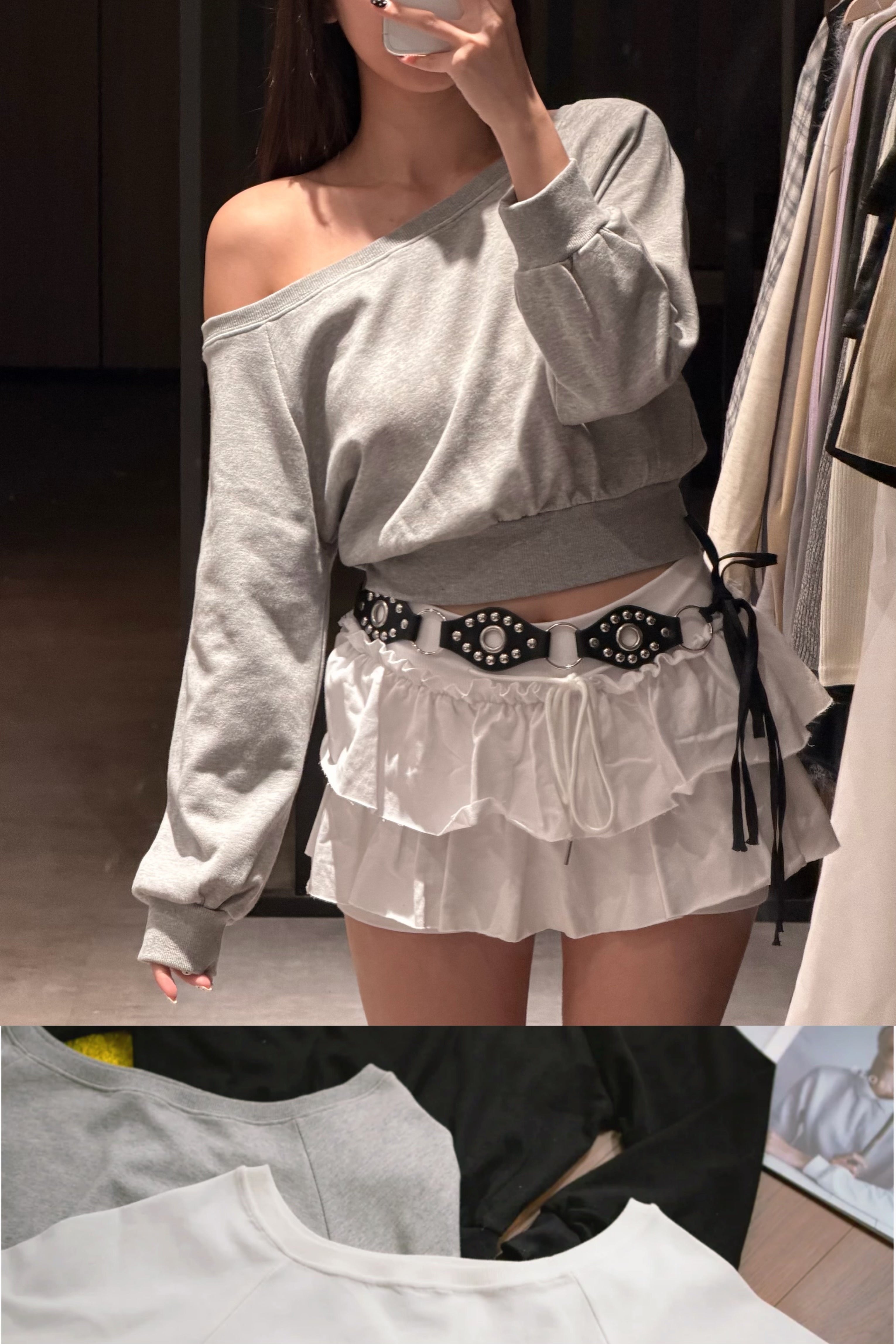 【 歷屆最大型！秋冬$99震撼價❗️#22 】靚cutting！顯瘦露肩短衛衣［三色入］| 店主推薦 👘❣️