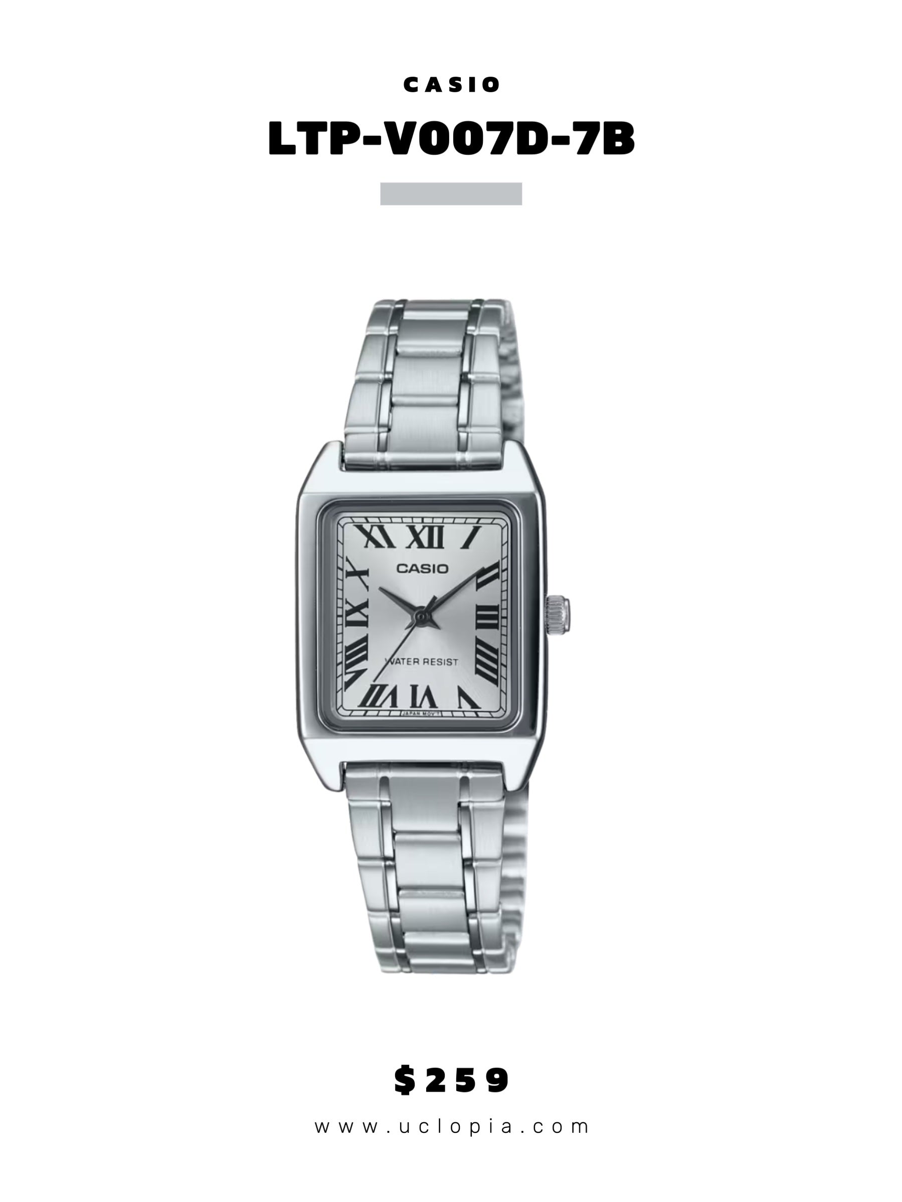 【 CASIO 】LTP-V007D 復古羅馬數字鋼帶錶［四色入］