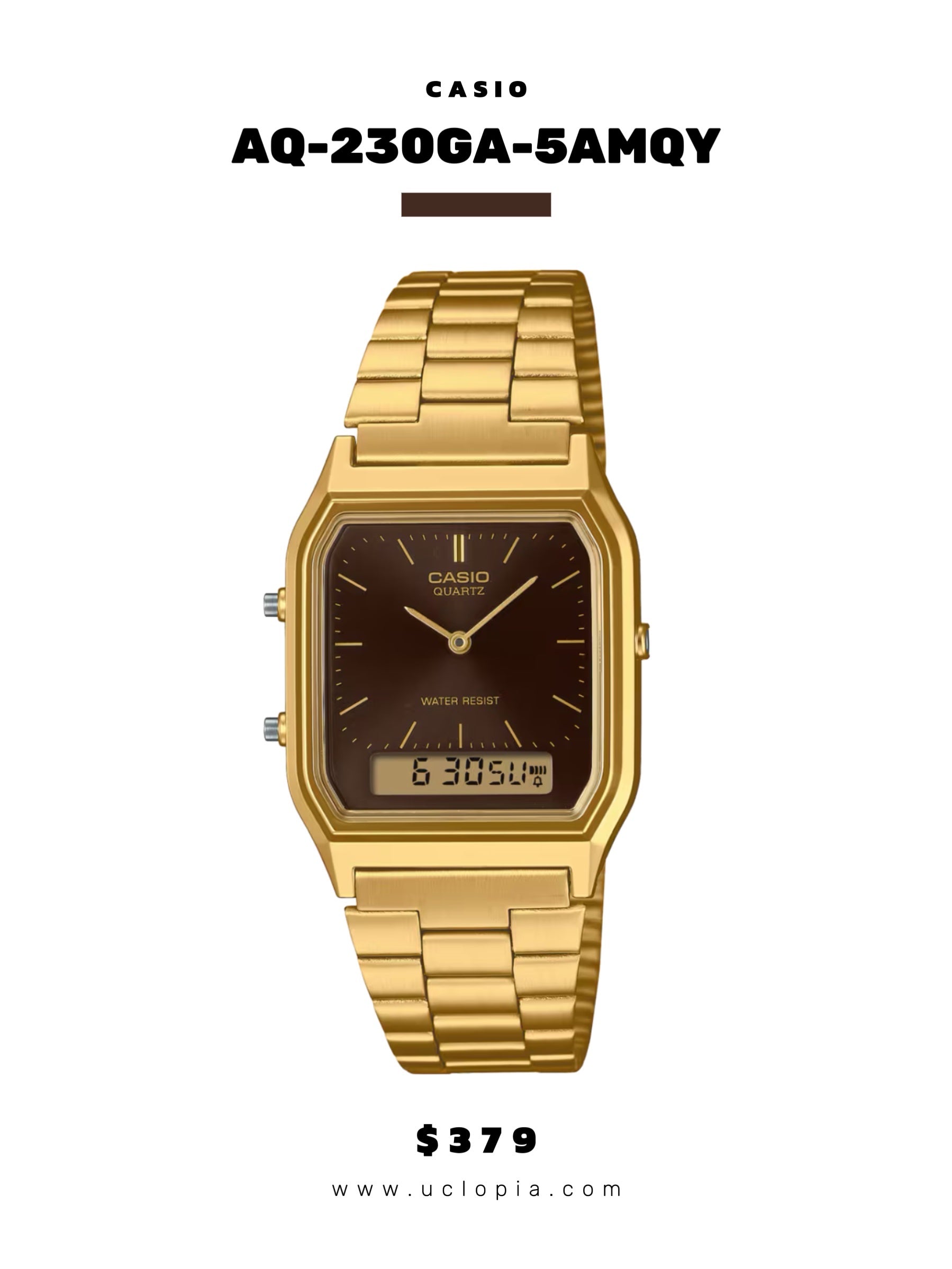 【 CASIO 】AQ-230 大熱復古大方面鋼帶錶［七色入］