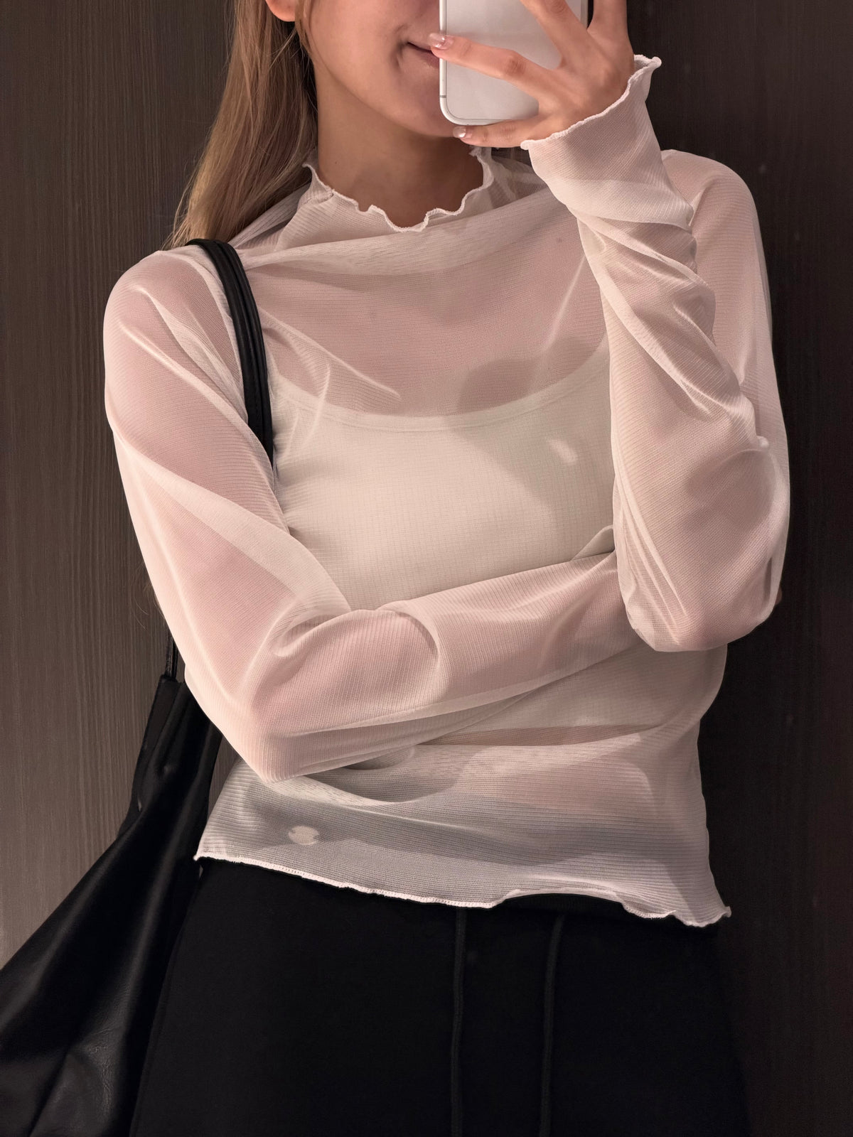 【 $99開季震撼價❗️ 】#15 | 捲捲邊透薄網網上衣［兩色入］