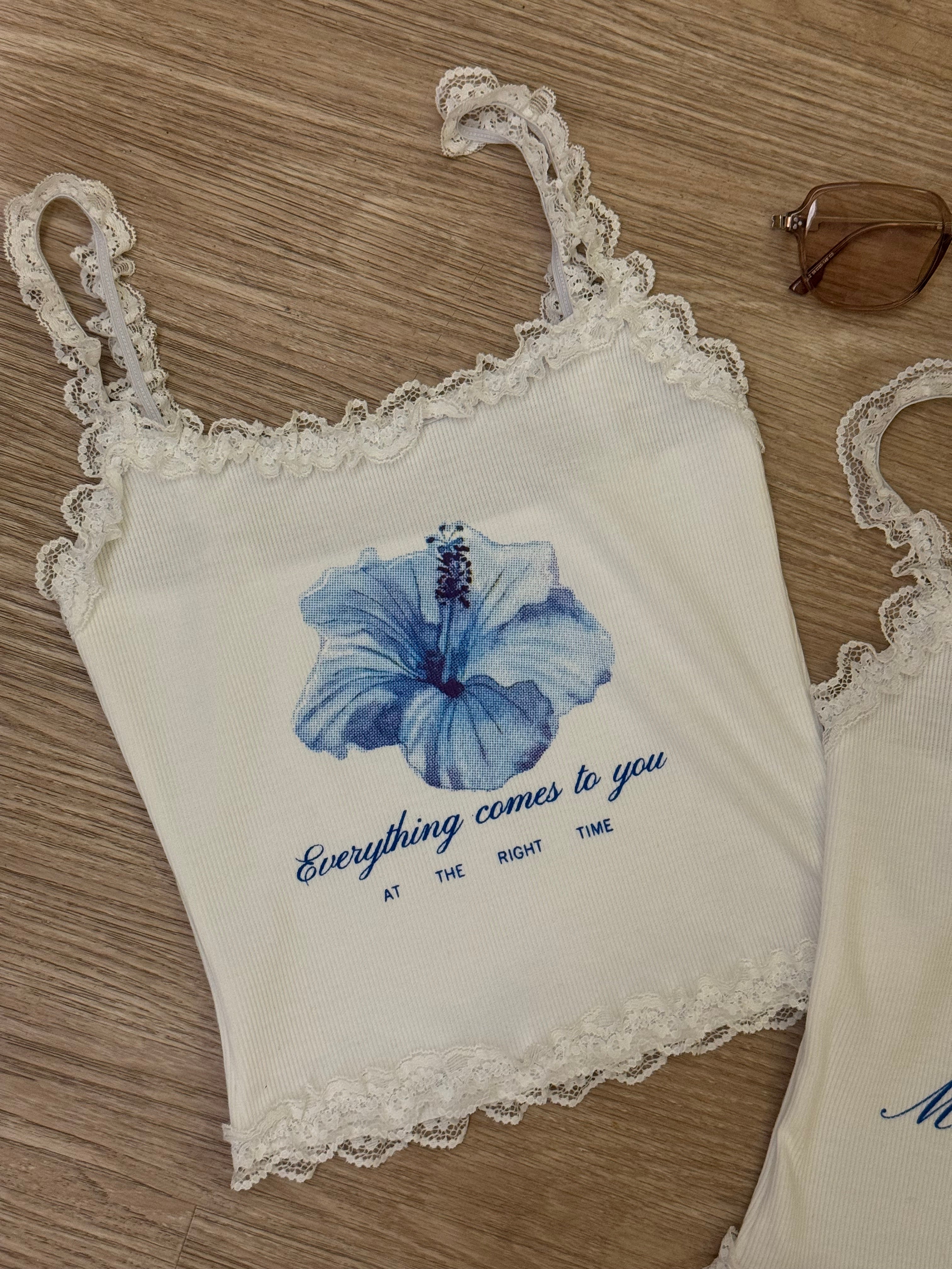 $99 Sweet Hot Top｜Lace吊帶水墨花［兩色入］