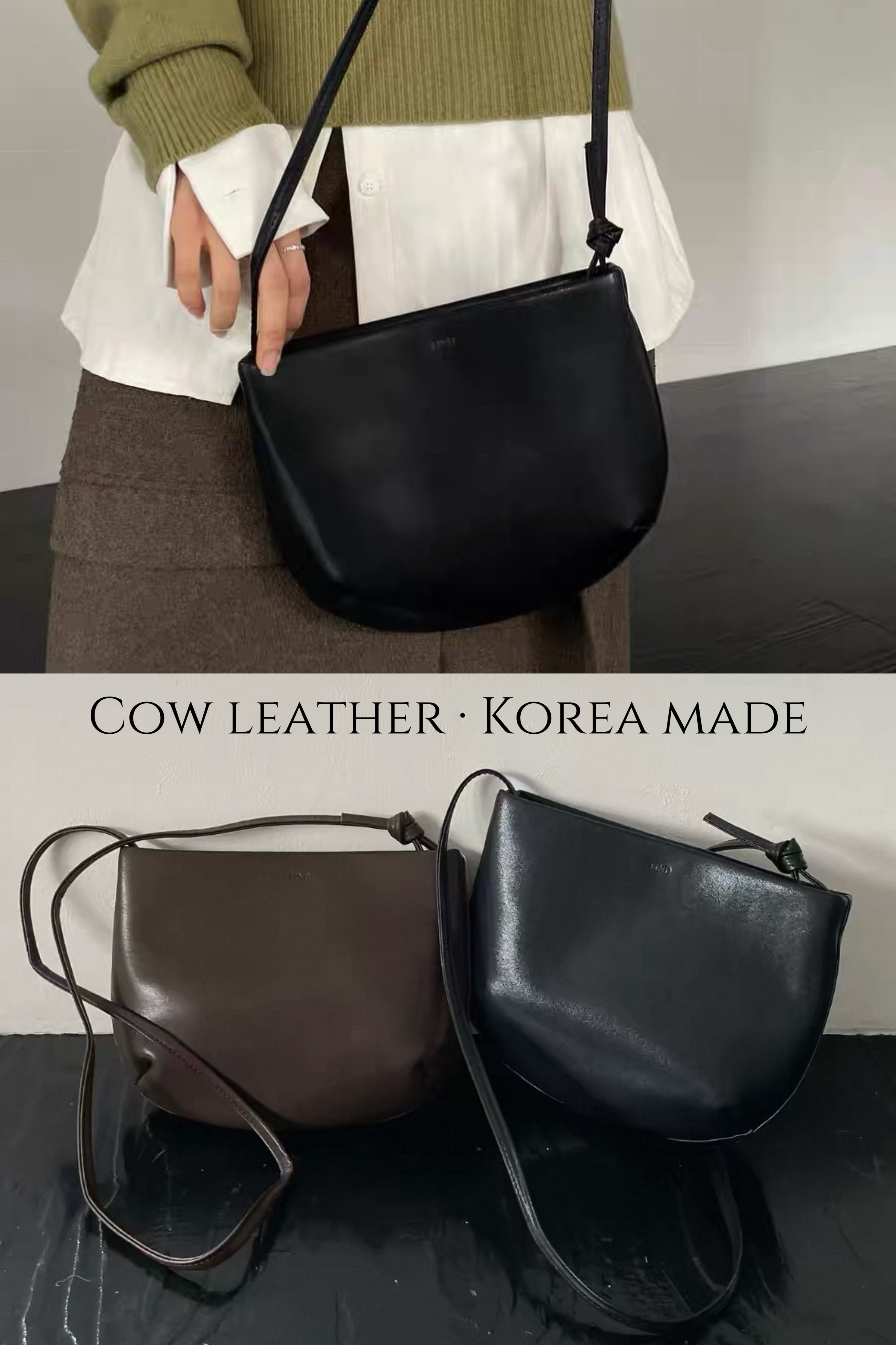 日常輕便～ 韓國製小牛皮Mini Bag［兩色入］