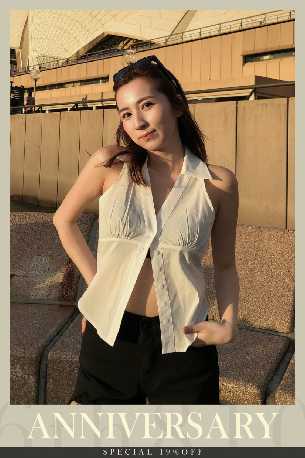 小性感女人味🌬️率性素白襯衫背心