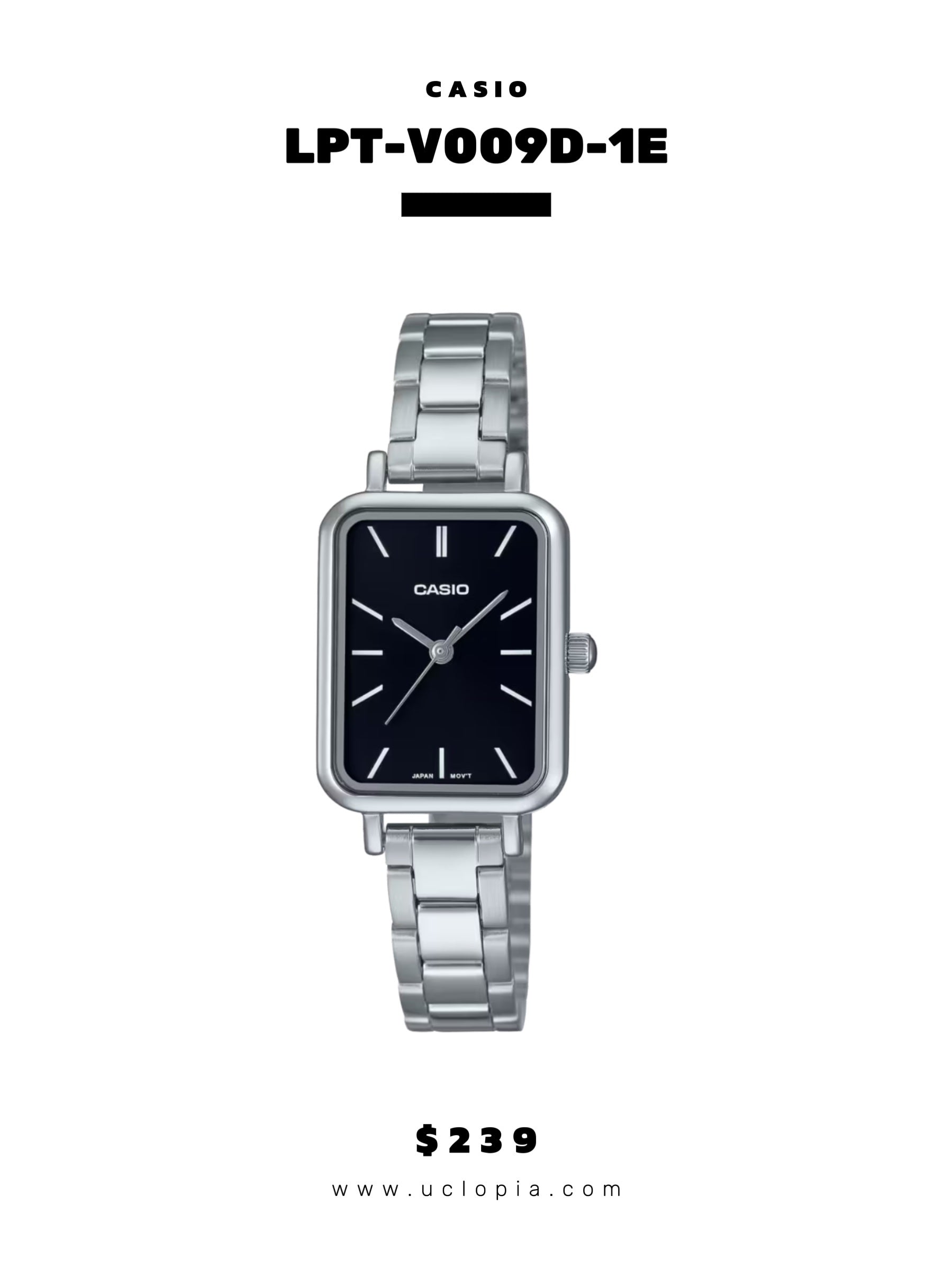 【 CASIO 】LTP-V009D 復古精緻方圓小鋼帶［兩色入］