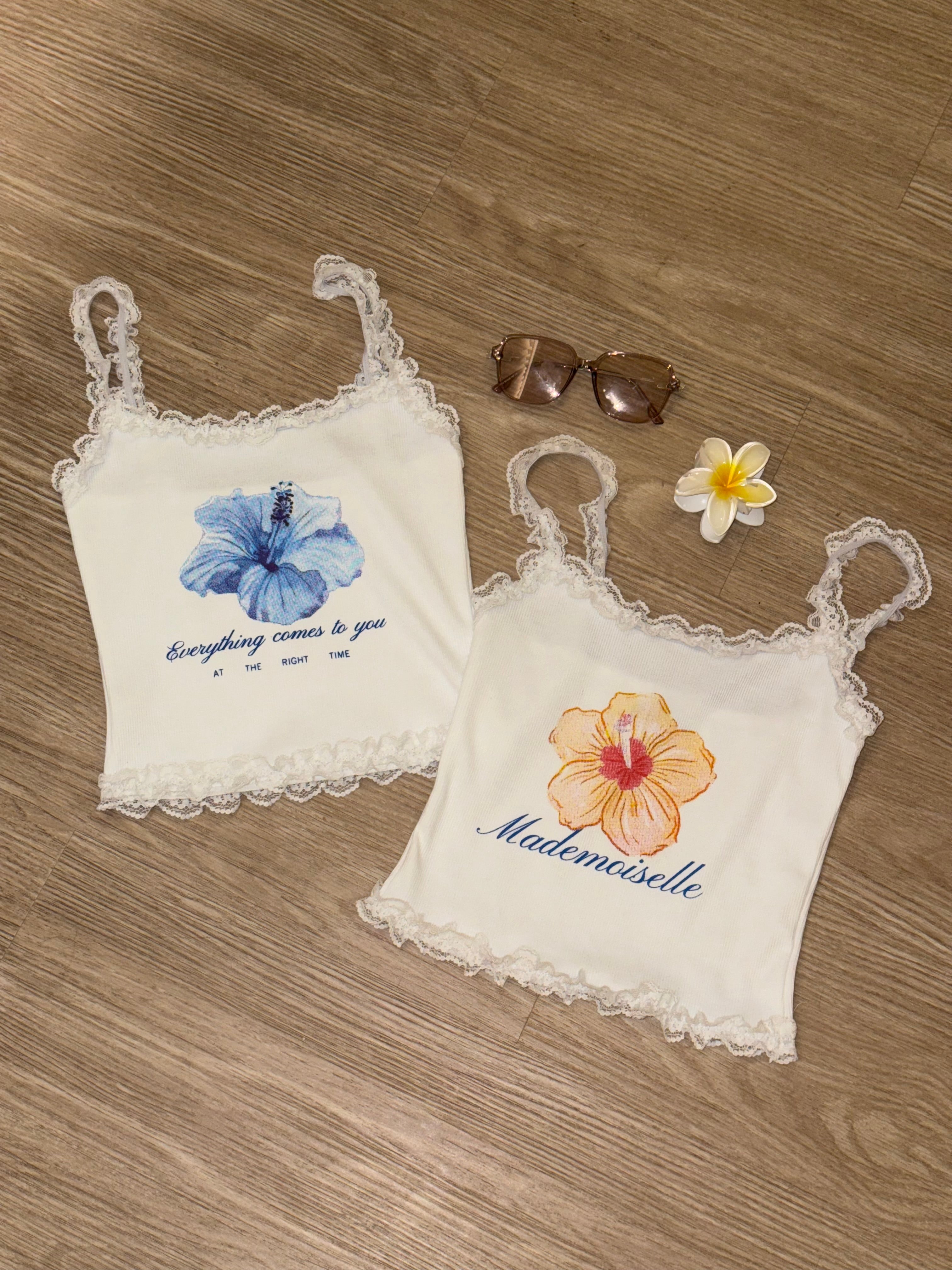 $99 Sweet Hot Top｜Lace吊帶水墨花［兩色入］