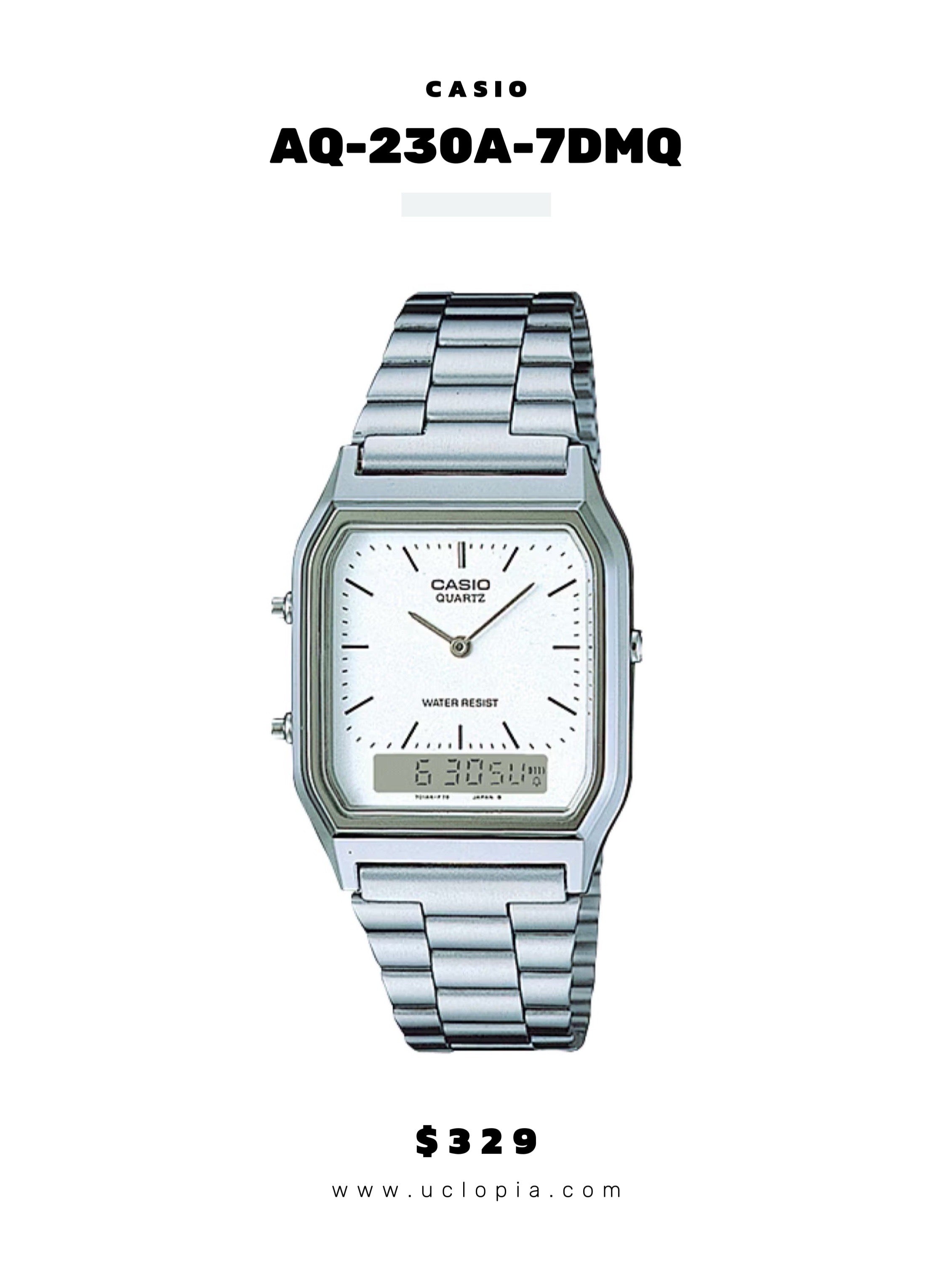 【 CASIO 】AQ-230 大熱復古大方面鋼帶錶［七色入］