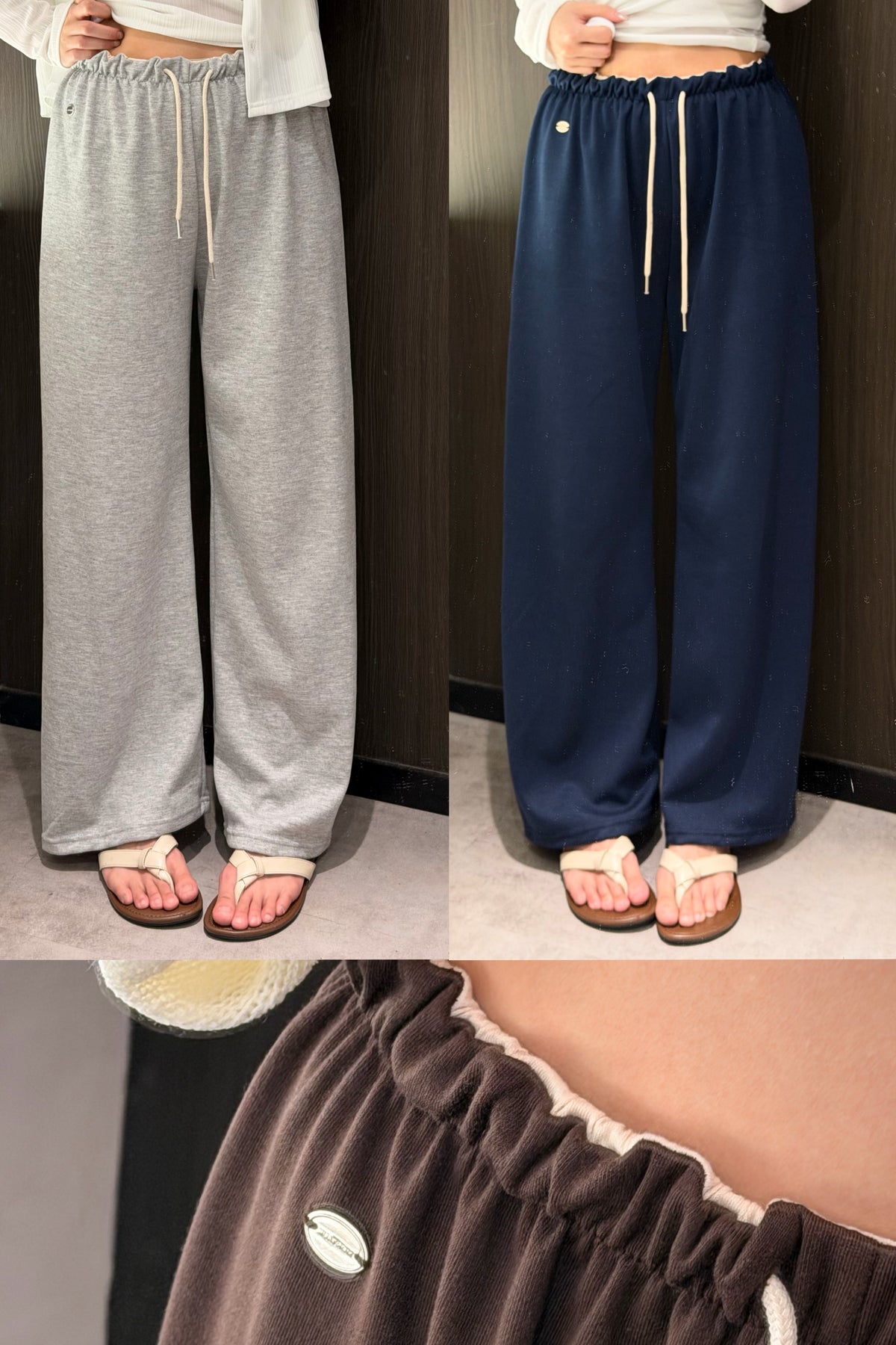 【 $99開季震撼價❗️ 】#41 | 捲捲邊拼色直筒薄棉褲［三色入］