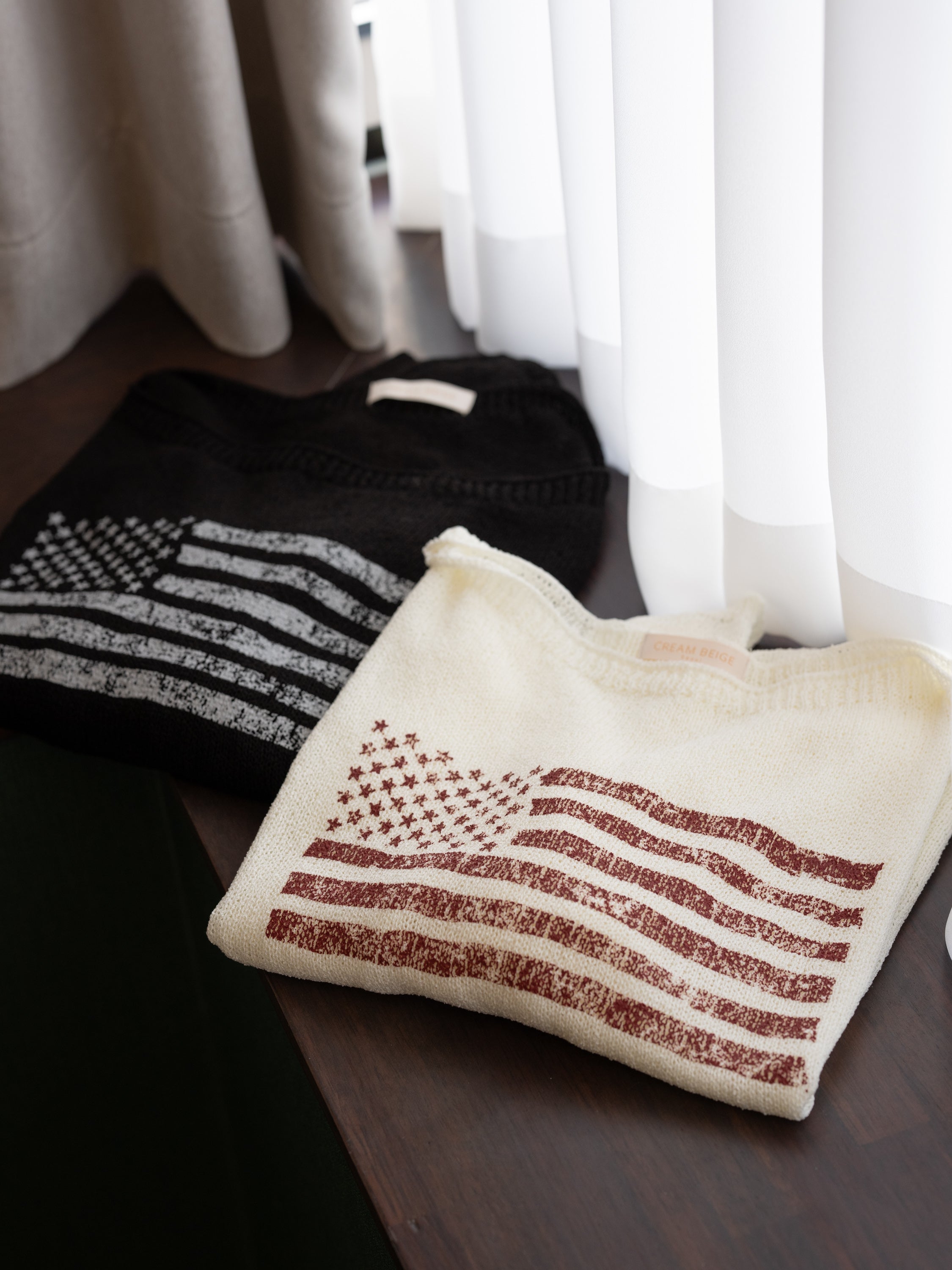 【秋冬的連線🍁】USA國旗針織寬鬆上衣［兩色入］