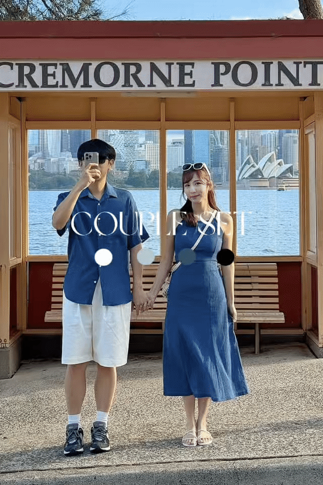 👦🏻👧🏻‘s 夏日樹枝紋情侶套裝 連身裙/恤衫［四色入］
