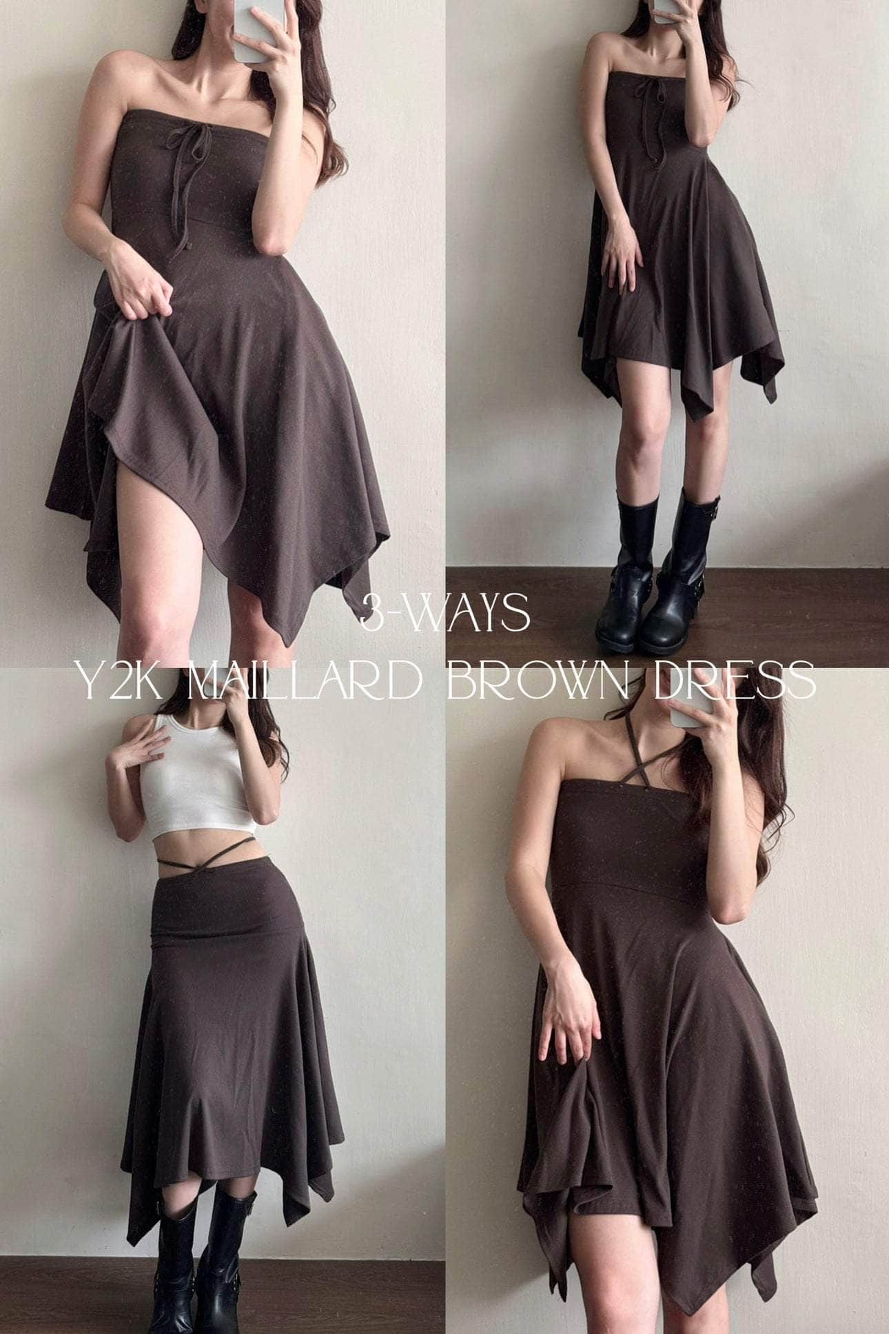 【必試入門Y2K🎧】Y2K Maillard Brown Dress