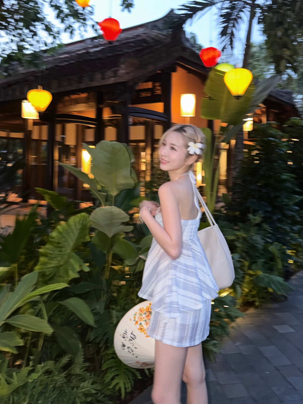 【🇹🇭泰國連線最後一擊！】#5 海島藍白編織套裝 ￼上衣+短裙