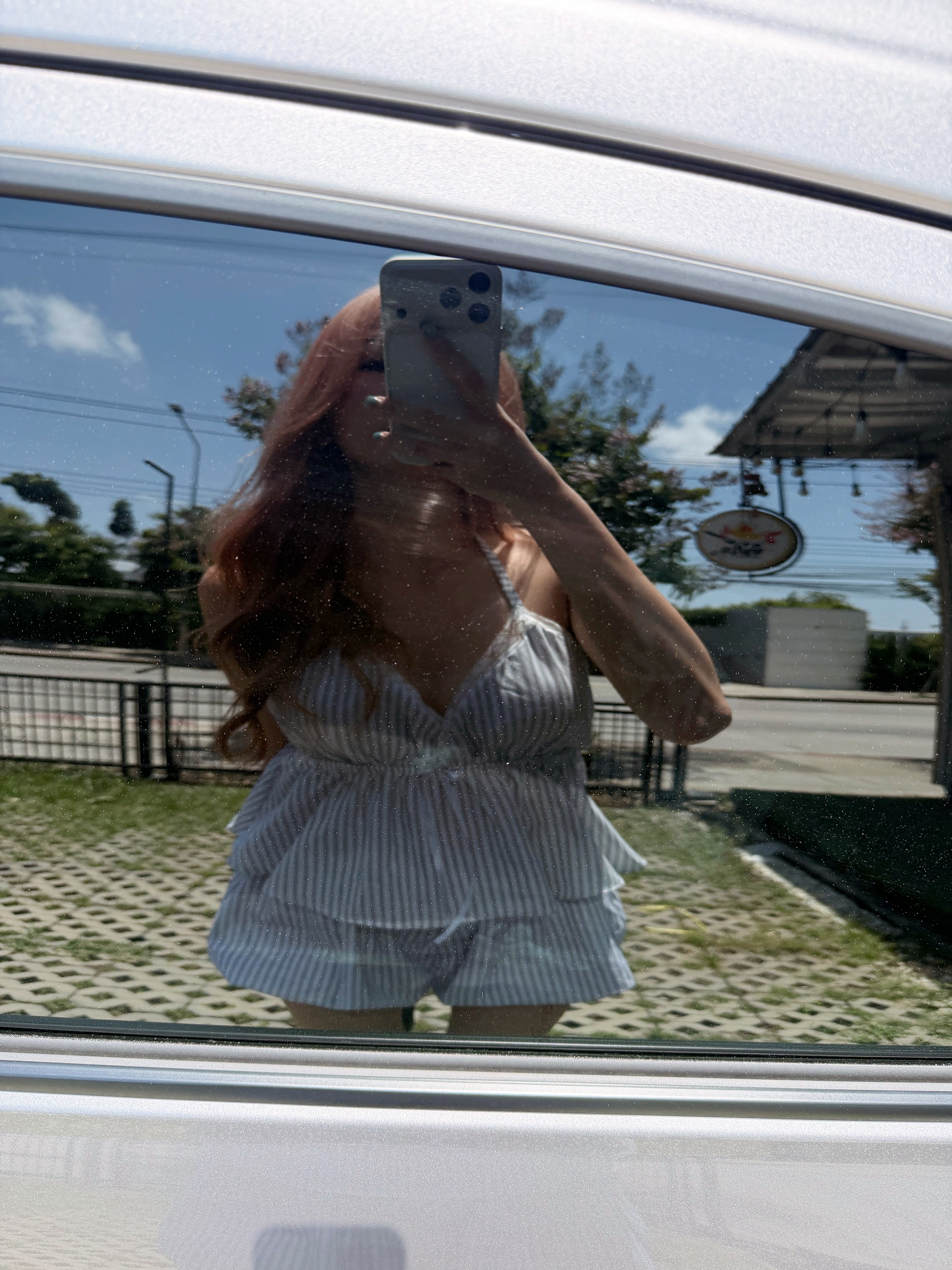 【 夏日炎炎泰國連線☀️🇹🇭 】#7 蓬蓬條紋拼色套裝 上衣 + 短裙 - with pads［兩色入］
