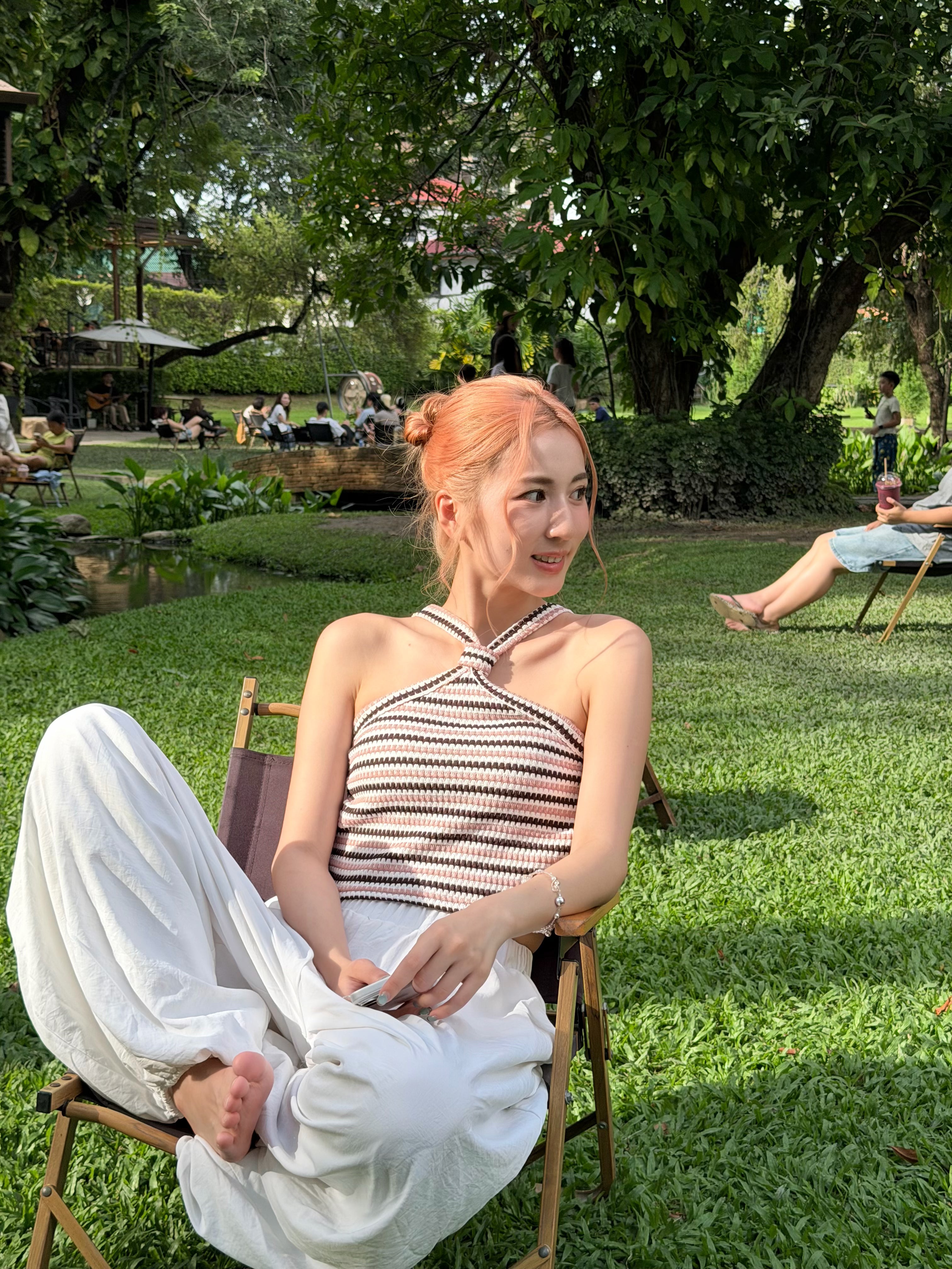 【 夏日炎炎泰國連線☀️🇹🇭 】#2 連線限定$99❗️Pudding間條交叉BraTop - with pads［兩色入］