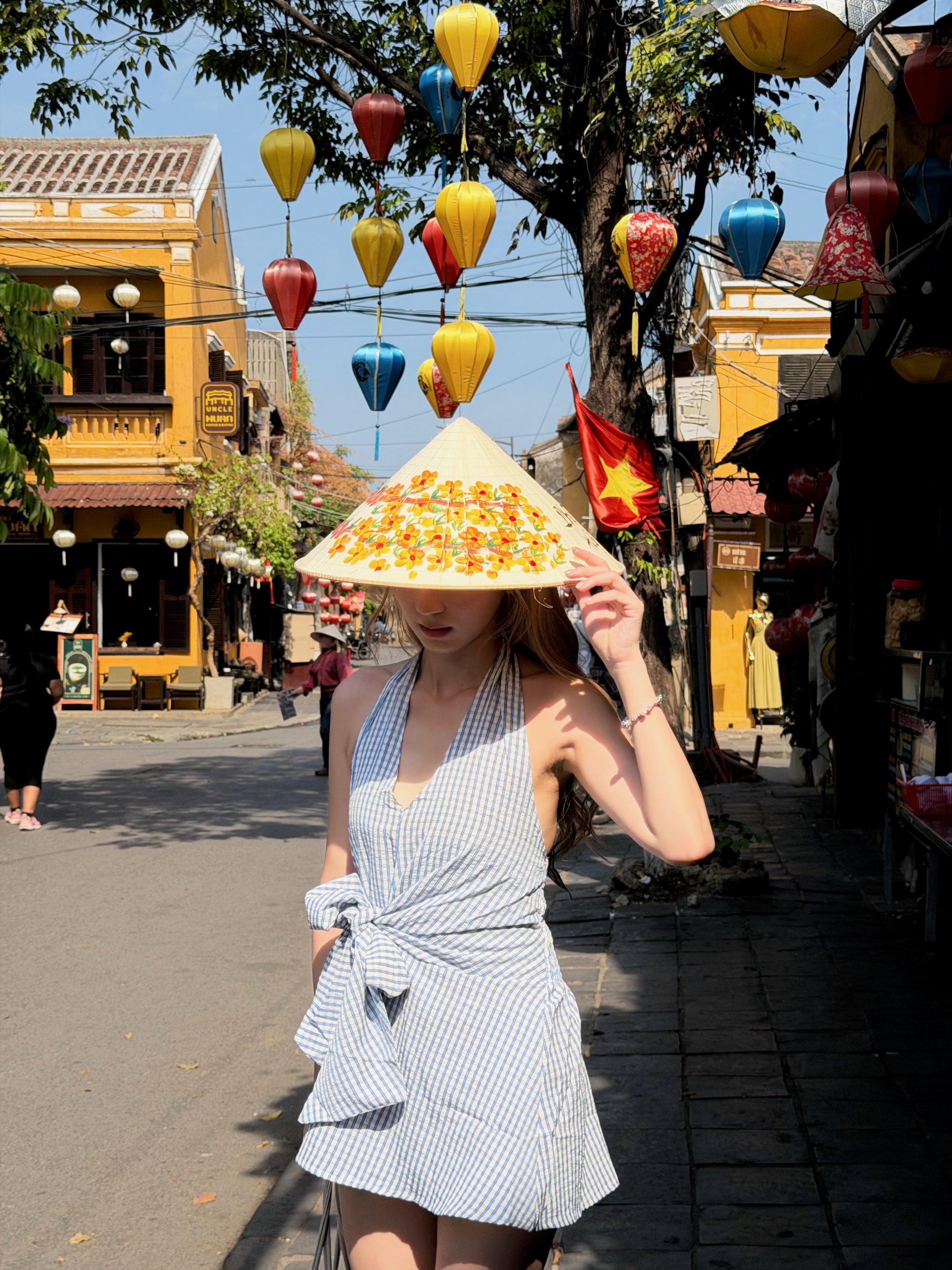 【🇹🇭泰國連線最後一擊！】#9 小個子必入！綁帶掛頸V領格仔連身裙［三色入］