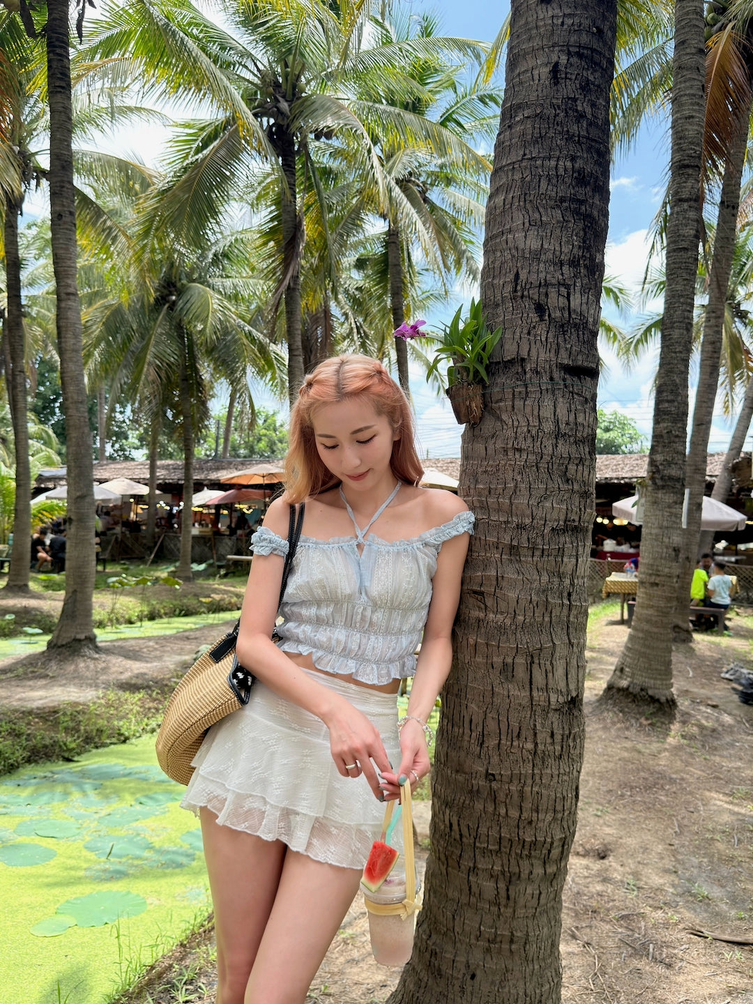 【 夏日炎炎泰國連線☀️🇹🇭 】#11 疊穿都適合 🍧 甜美￼清透捲捲花邊小上衣［三色入］