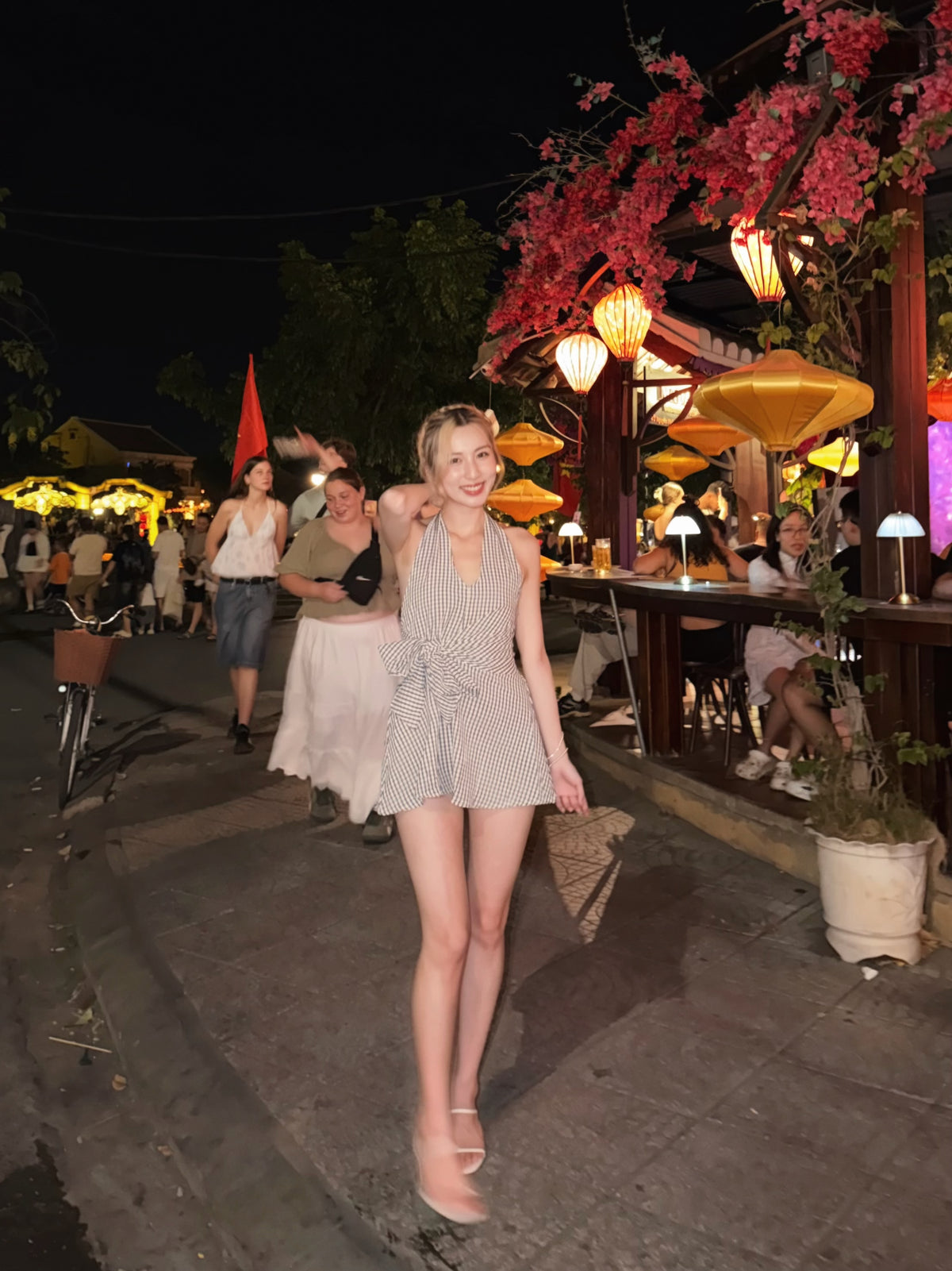 【🇹🇭泰國連線最後一擊！】#9 小個子必入！綁帶掛頸V領格仔連身裙［三色入］