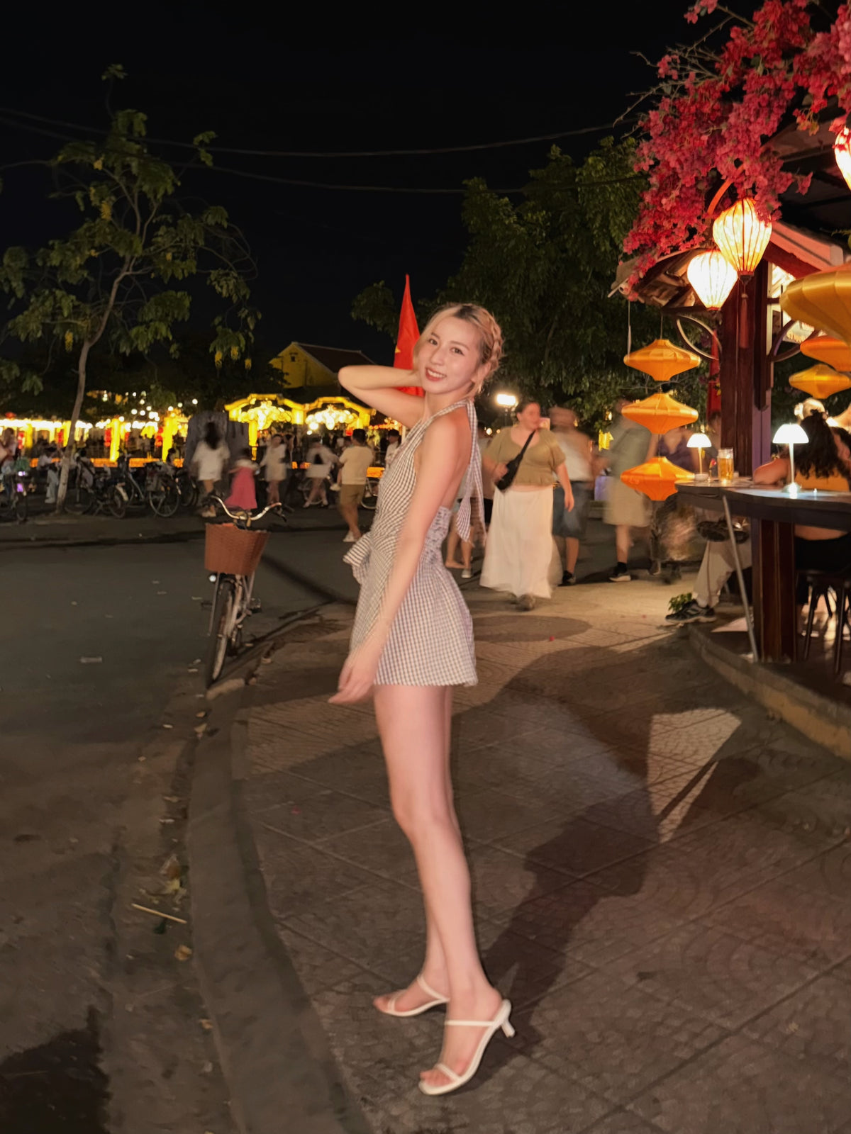 【🇹🇭泰國連線最後一擊！】#9 小個子必入！綁帶掛頸V領格仔連身裙［三色入］