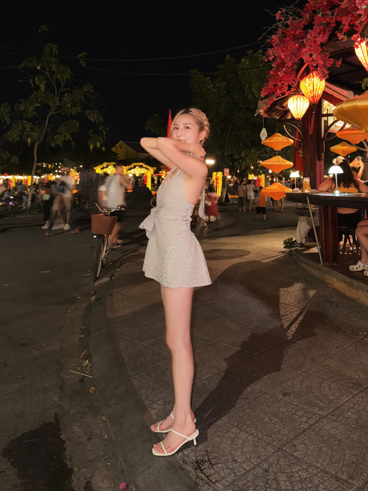 【🇹🇭泰國連線最後一擊！】#9 小個子必入！綁帶掛頸V領格仔連身裙［三色入］