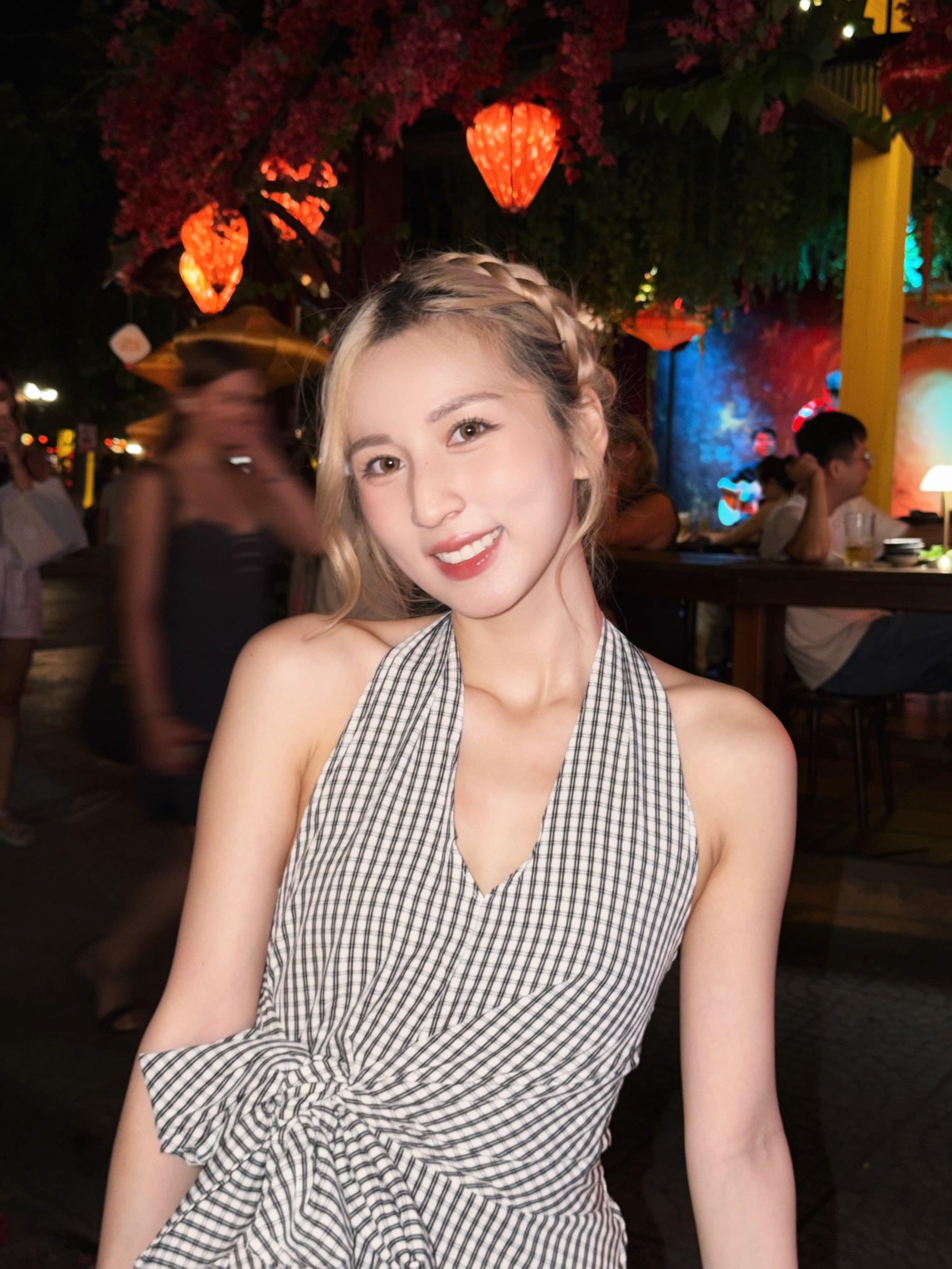 【🇹🇭泰國連線最後一擊！】#9 小個子必入！綁帶掛頸V領格仔連身裙［三色入］