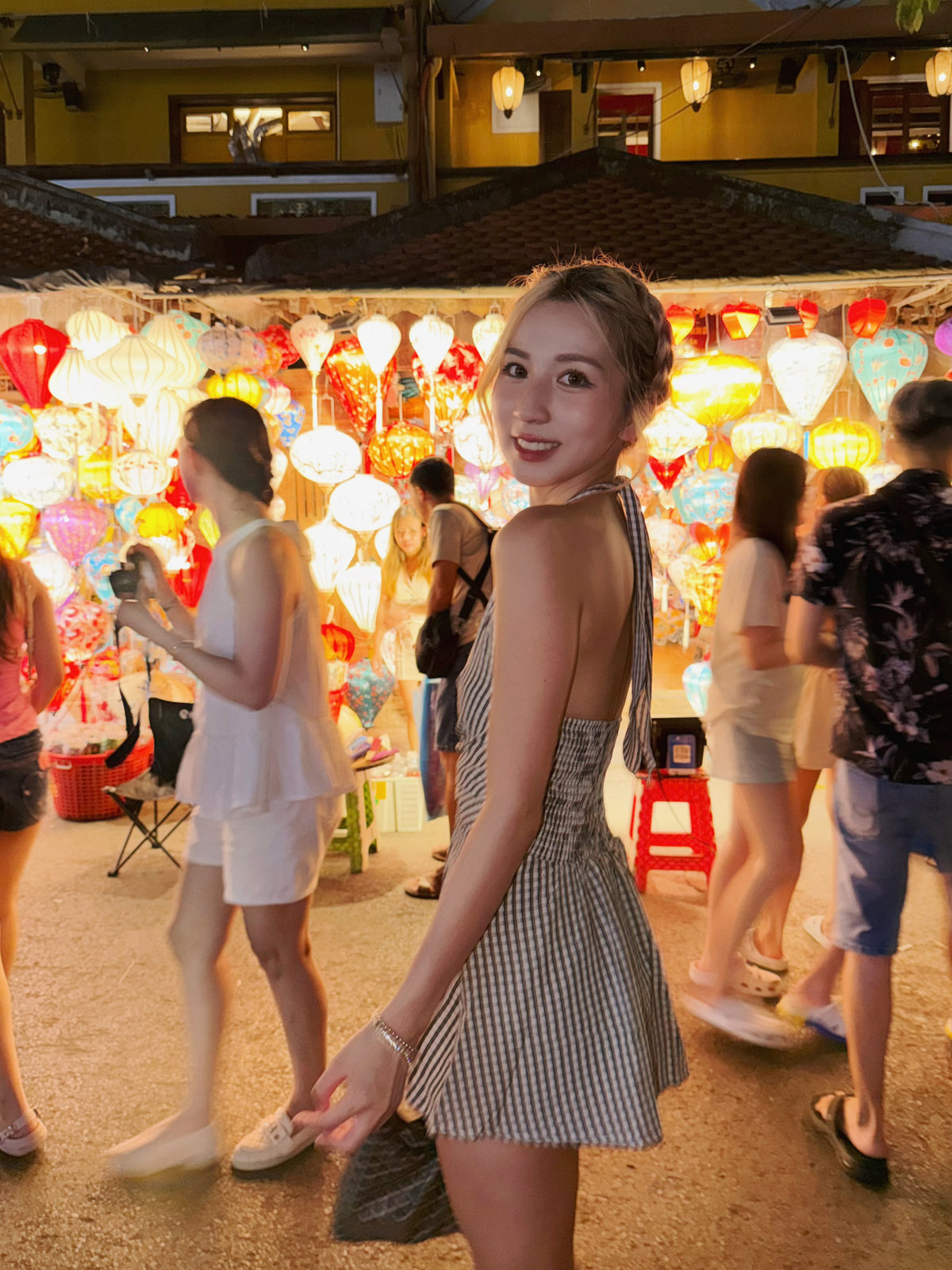 【🇹🇭泰國連線最後一擊！】#9 小個子必入！綁帶掛頸V領格仔連身裙［三色入］