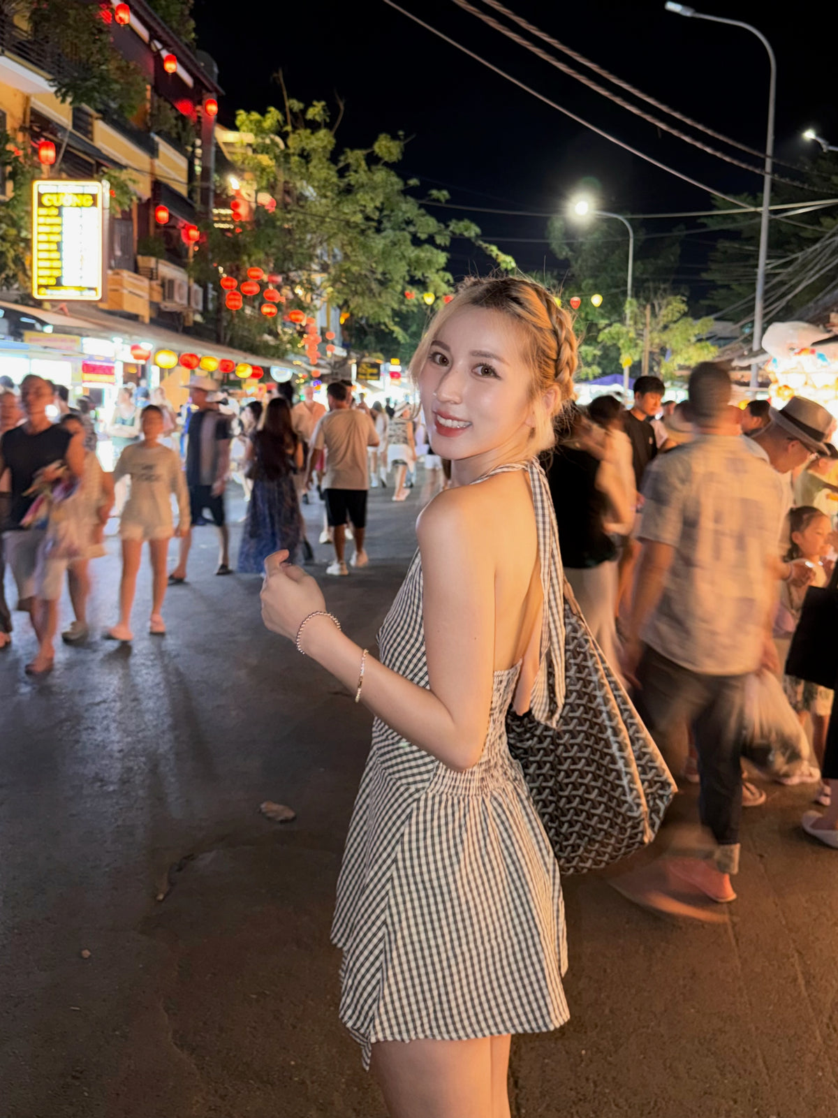【🇹🇭泰國連線最後一擊！】#9 小個子必入！綁帶掛頸V領格仔連身裙［三色入］