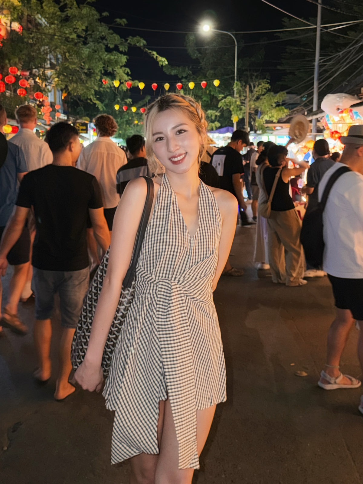 【🇹🇭泰國連線最後一擊！】#9 小個子必入！綁帶掛頸V領格仔連身裙［三色入］