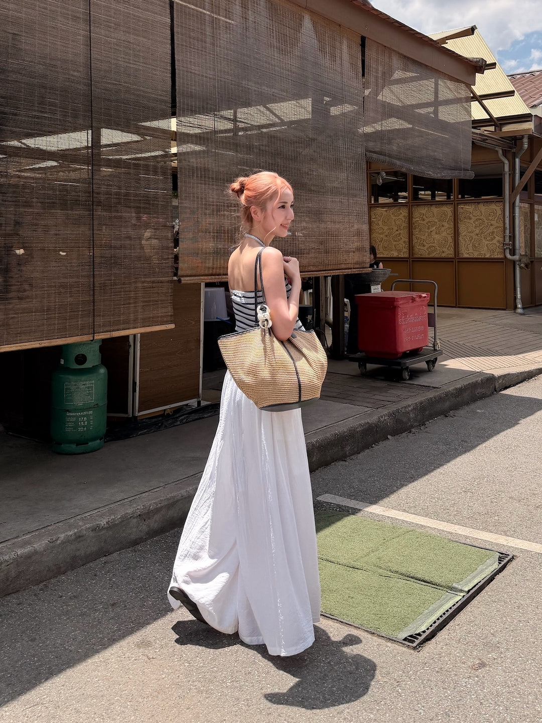 【 夏日炎炎泰國連線☀️🇹🇭 】#22 韓國選品！夏日拼色藤籃單肩袋