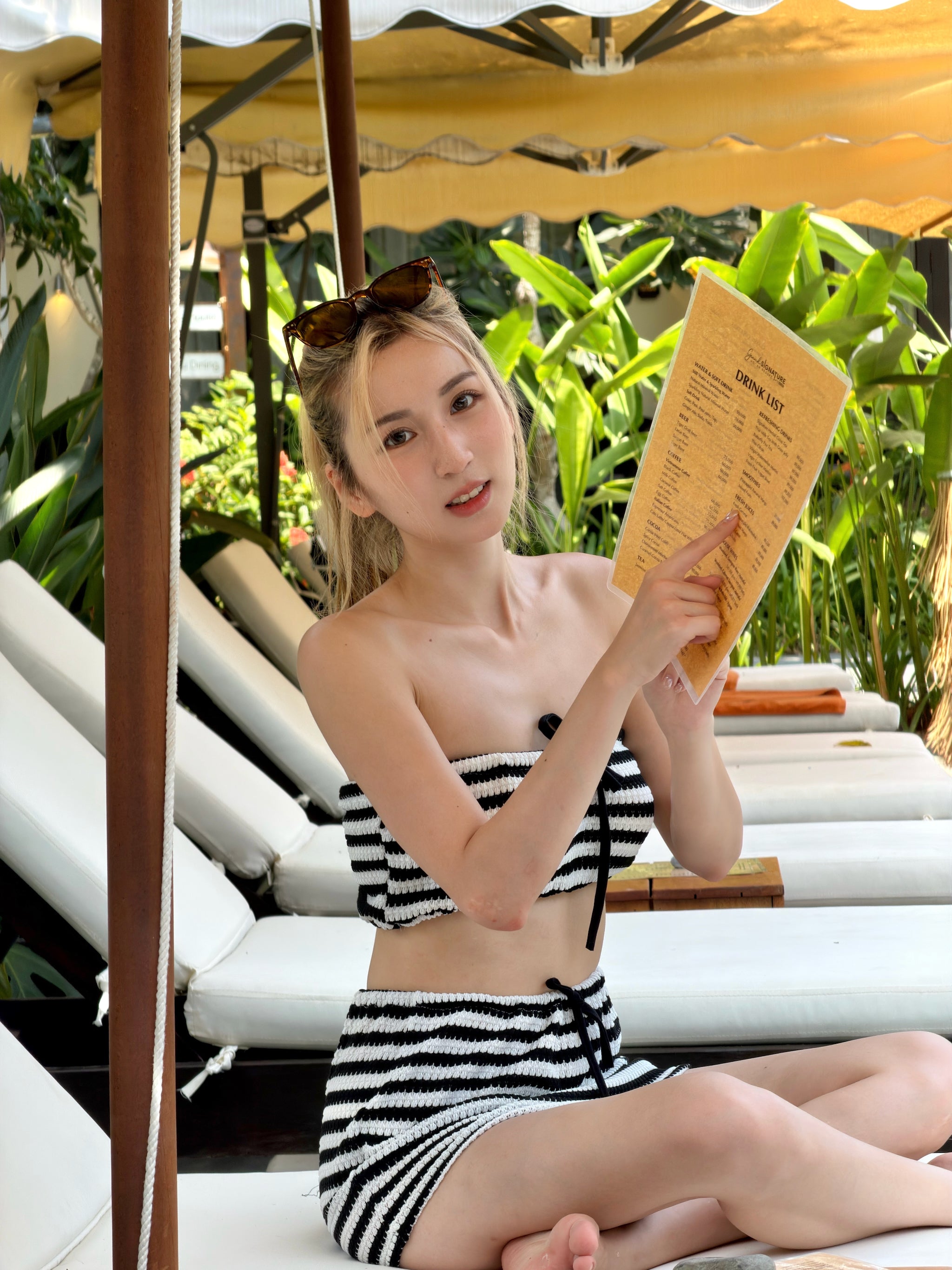 【🇹🇭泰國連線最後一擊！】#10 保守女生必入！針織平口間條泳衣套裝［四色入］