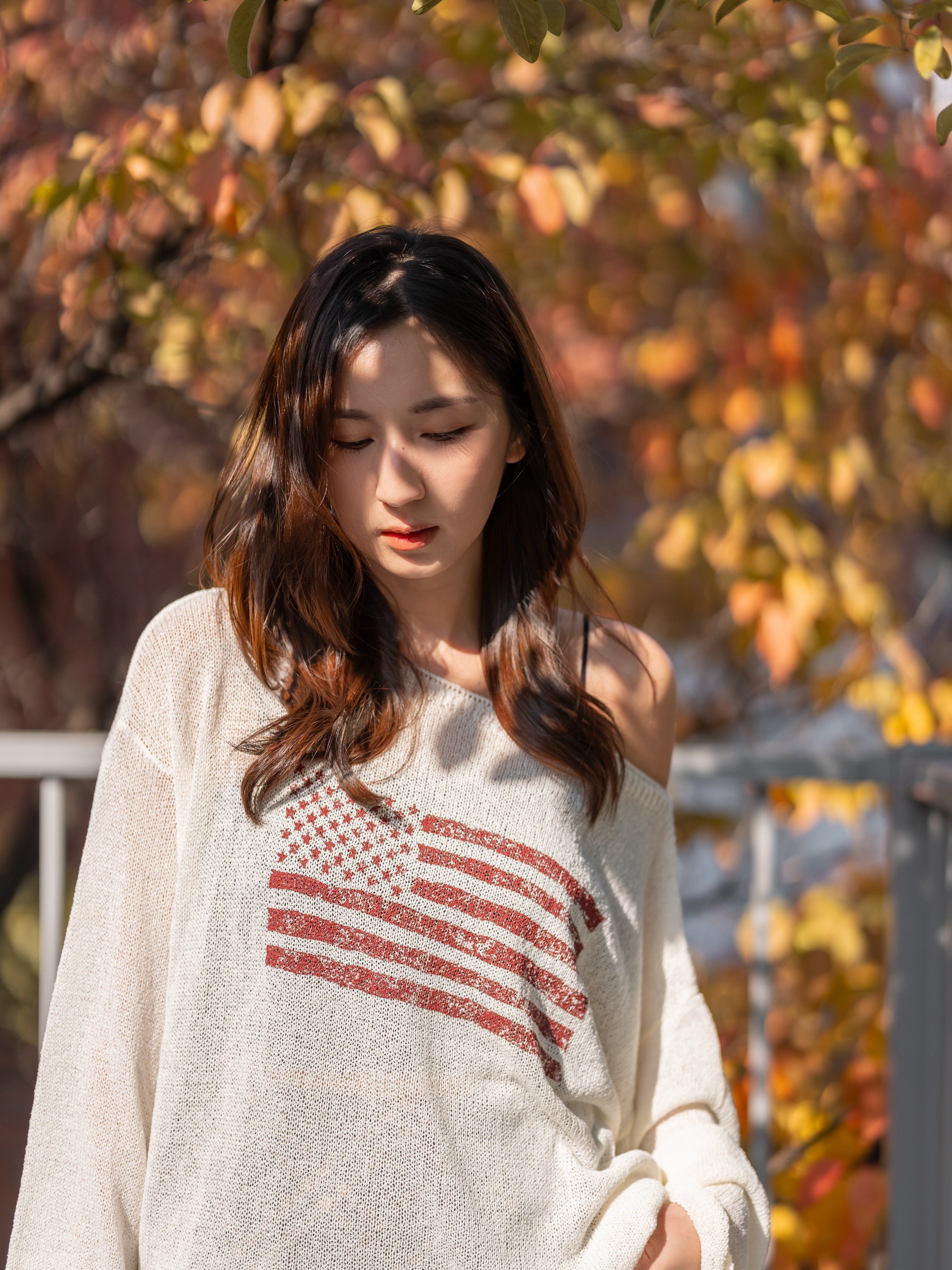 【秋冬的連線🍁】USA國旗針織寬鬆上衣［兩色入］