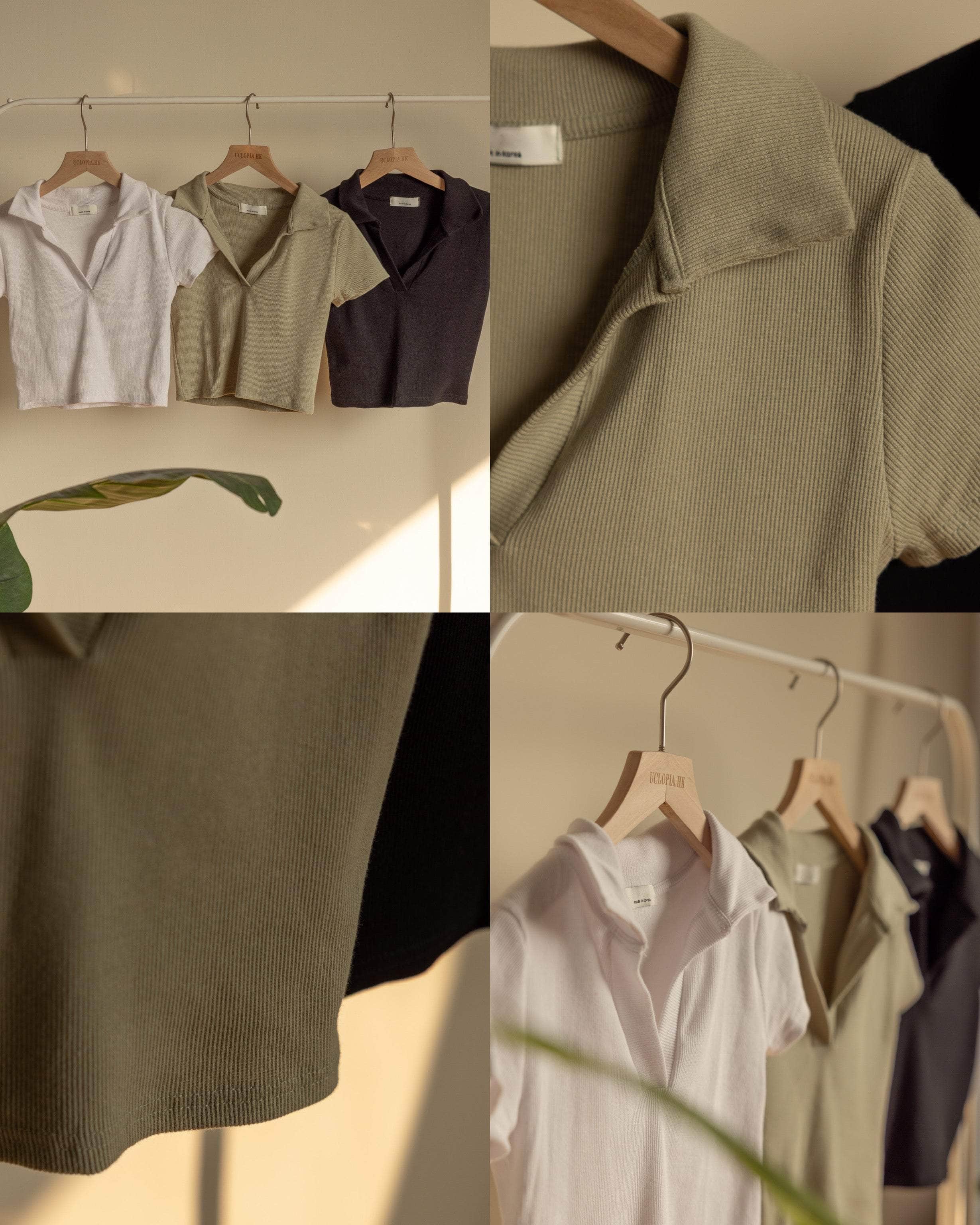 韓國服飾 短袖上衣韓國 Basic✨Polo領彈性小上衣 [四色入]