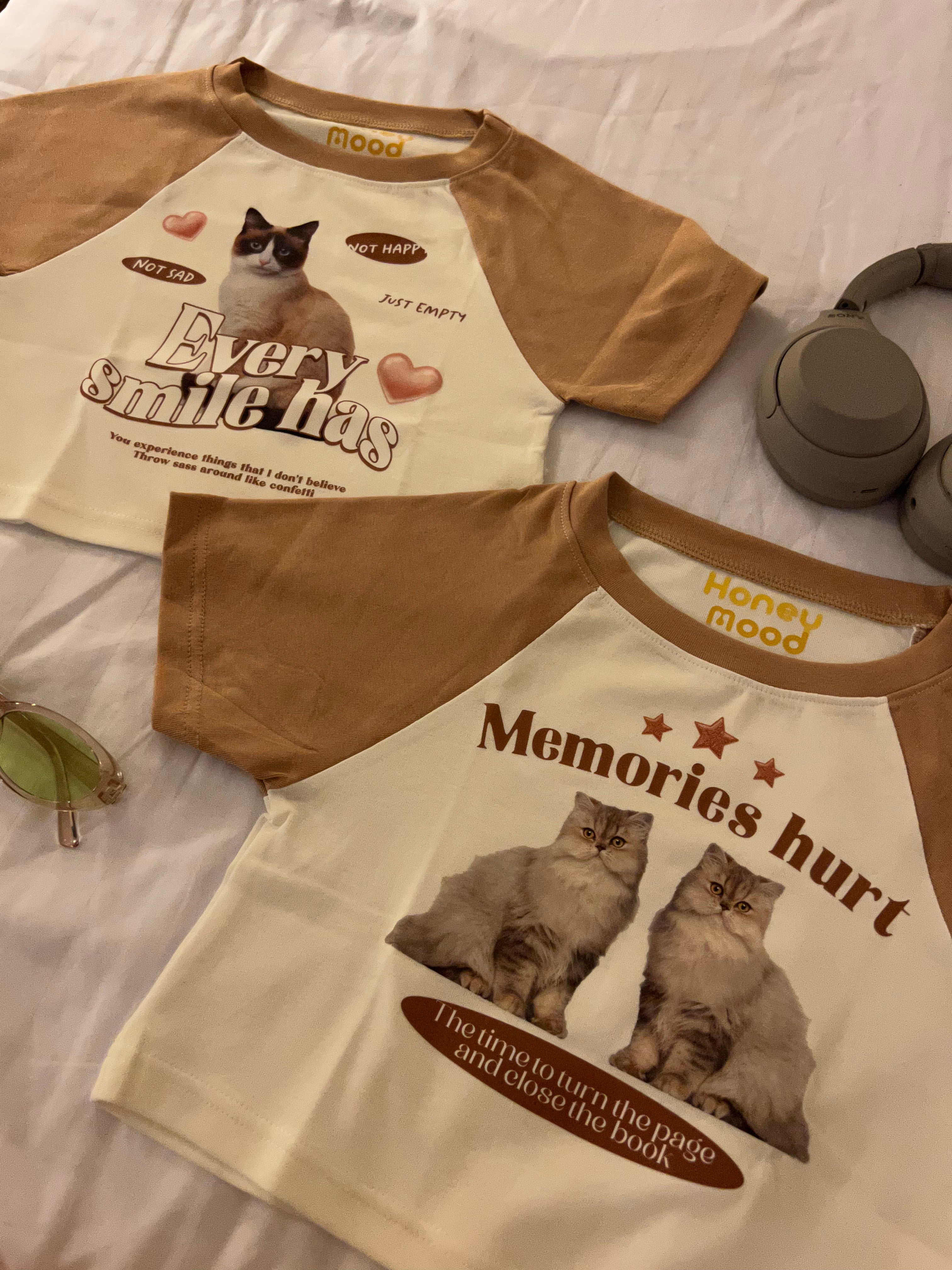 泰國服飾 #T09/10 泰國連線🇹🇭Thailand Y2K Crop Tee - 啡色牛角款 [兩色入]