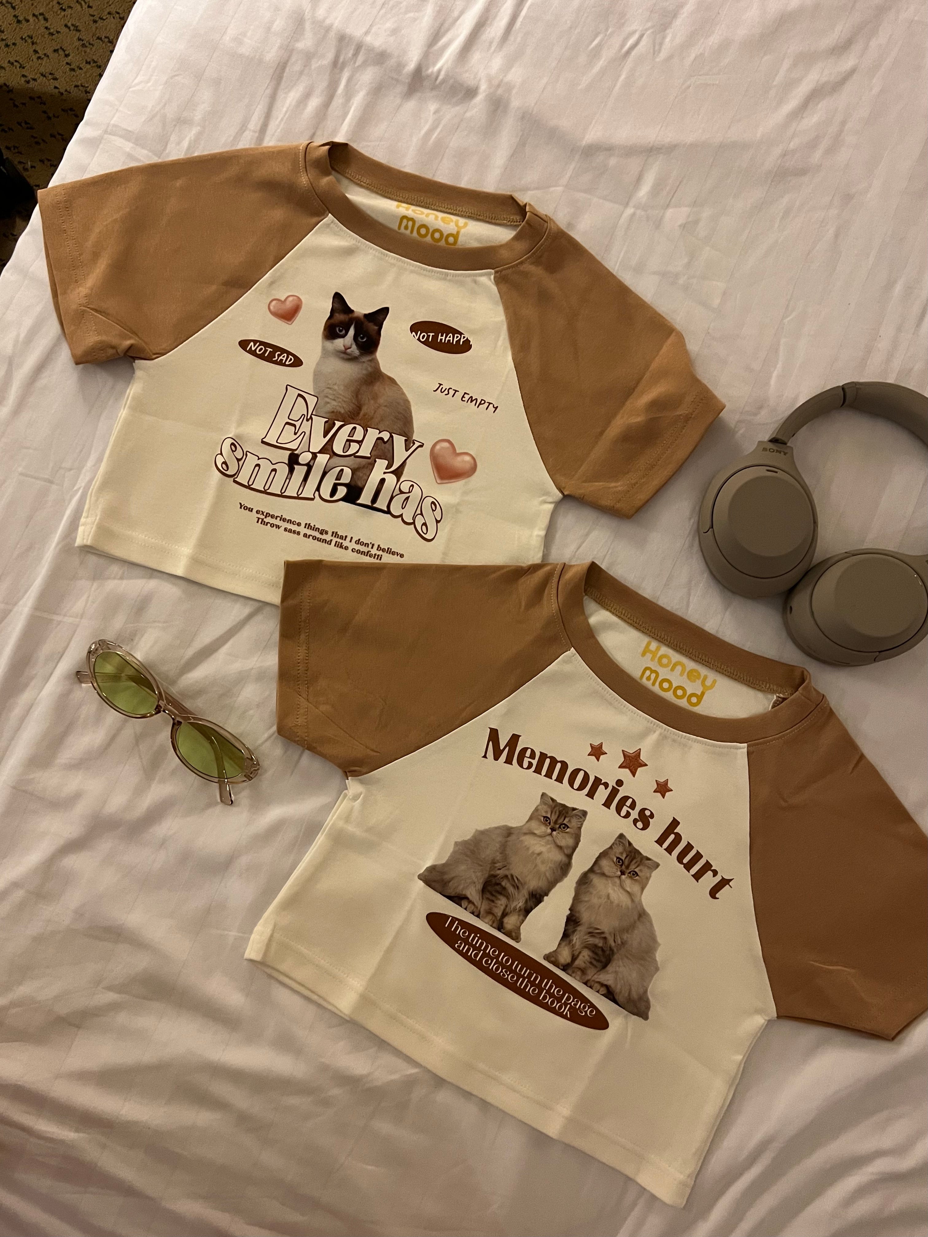 泰國服飾 #T09/10 泰國連線🇹🇭Thailand Y2K Crop Tee - 啡色牛角款 [兩色入]