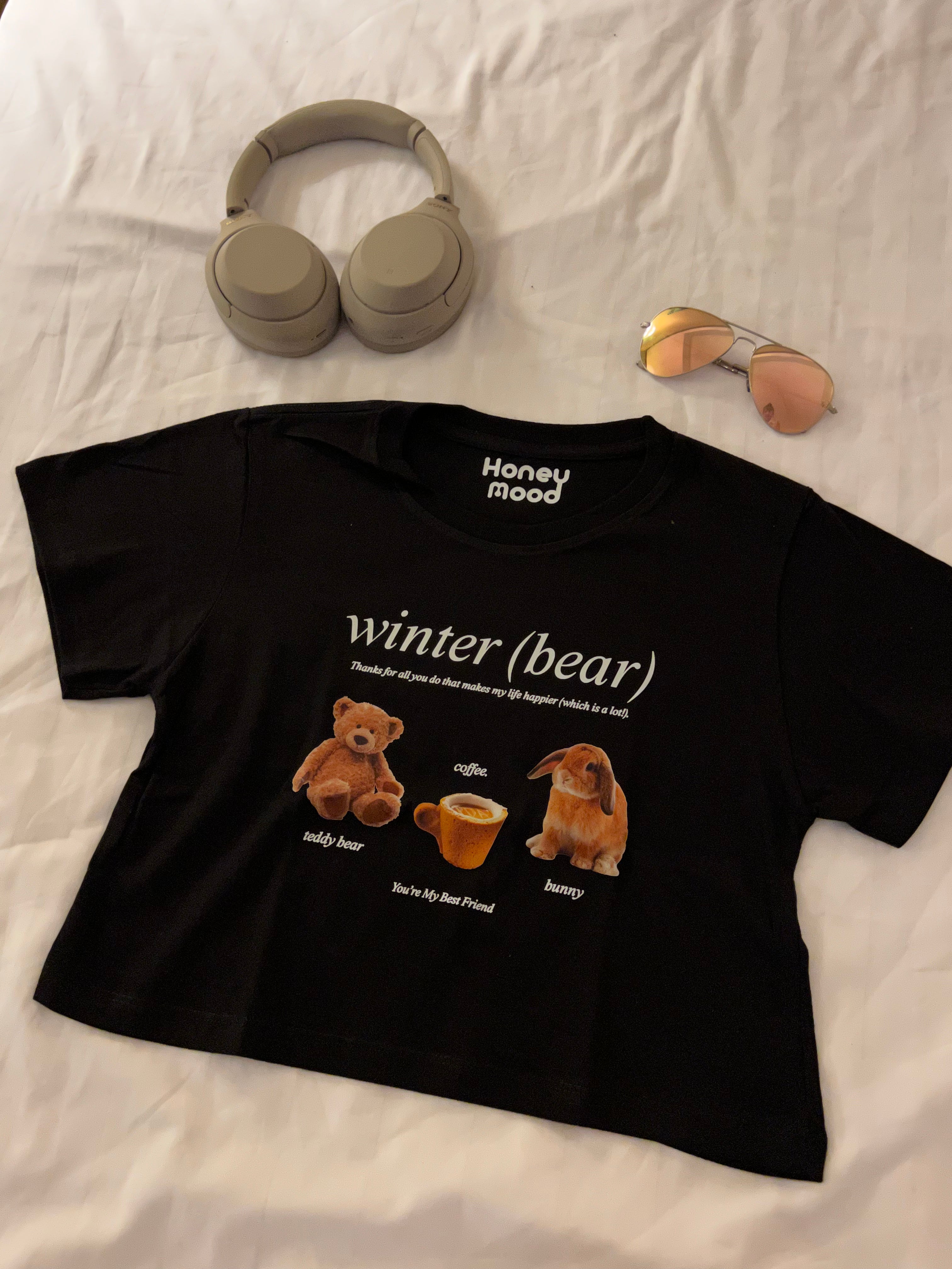 泰國服飾 #T13/14 泰國連線🇹🇭Thailand Y2K Crop Tee - 牛油熊仔 [兩色入]