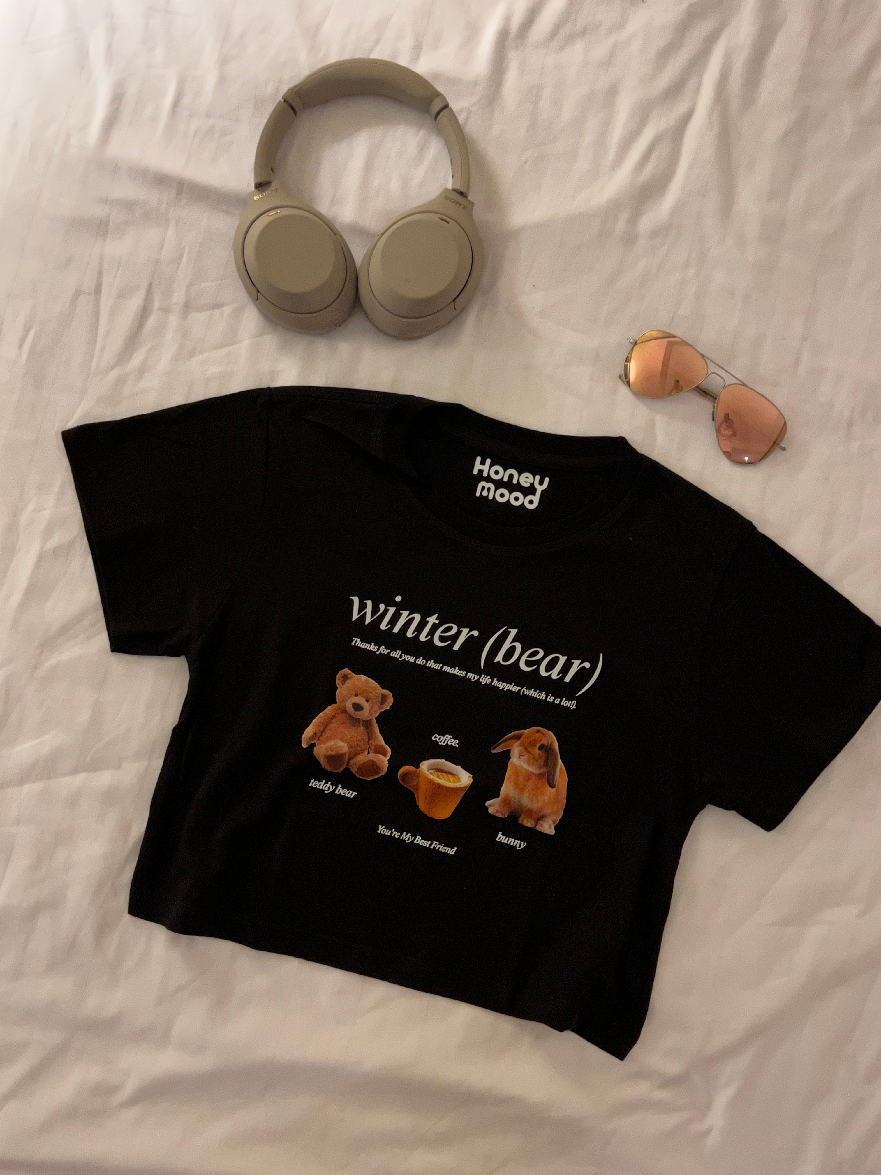 泰國服飾 #T13/14 泰國連線🇹🇭Thailand Y2K Crop Tee - 牛油熊仔 [兩色入]