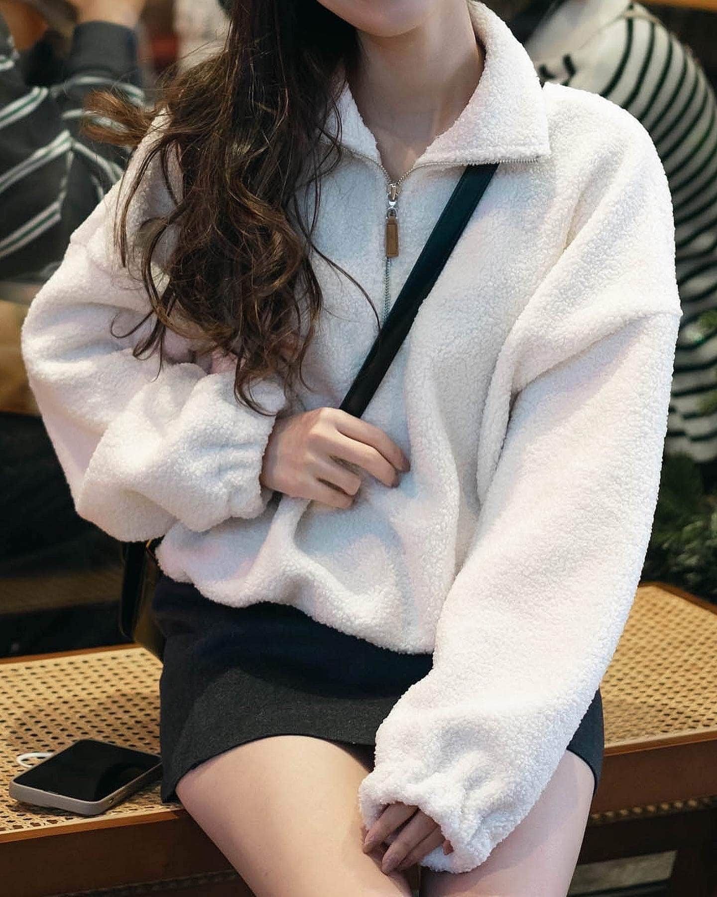 韓國服飾 上衣韓國外套韓國 2022 Byebye🧞‍♀️! Fleece Half-zip top