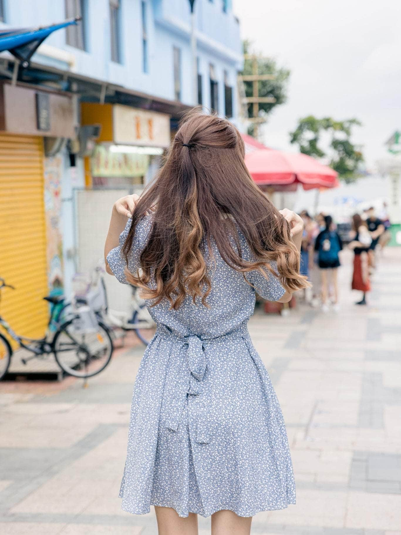 韓國服飾 連身裙韓國 氣質🎐溫柔綁帶碎花連身裙