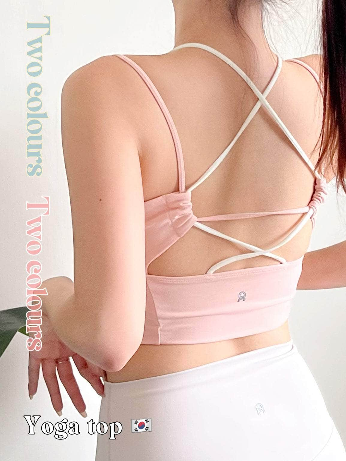 UCLOPIA HK Yoga collection🧘🏻‍♀️ 拼色交織帶雙層Sport bra [兩色入]